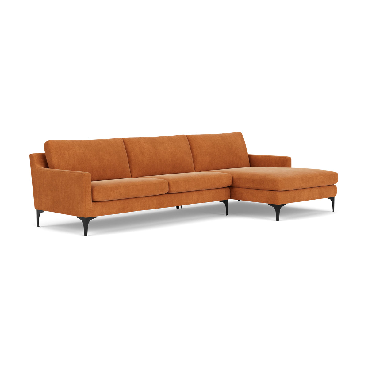 Astha Fabric Right Chaise Sofa - Modern Upholstered Sectional Couch for Living Room, Lounge & Small Spaces