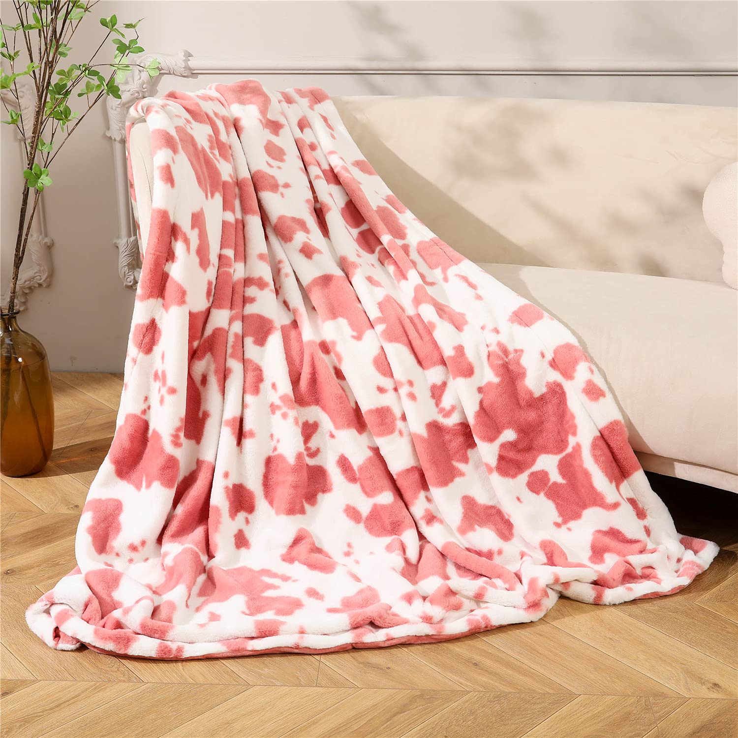 RYNGHIPY Soft Flannel Fleece Cow Print Throw Blanket - 51