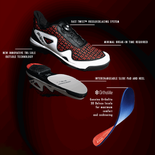KR Strikeforce TPC Gladiator Men's Right Hand Bowling Shoes - Black/Red/White for Professional Performance | Perfect for League Play & Tournament Bowling