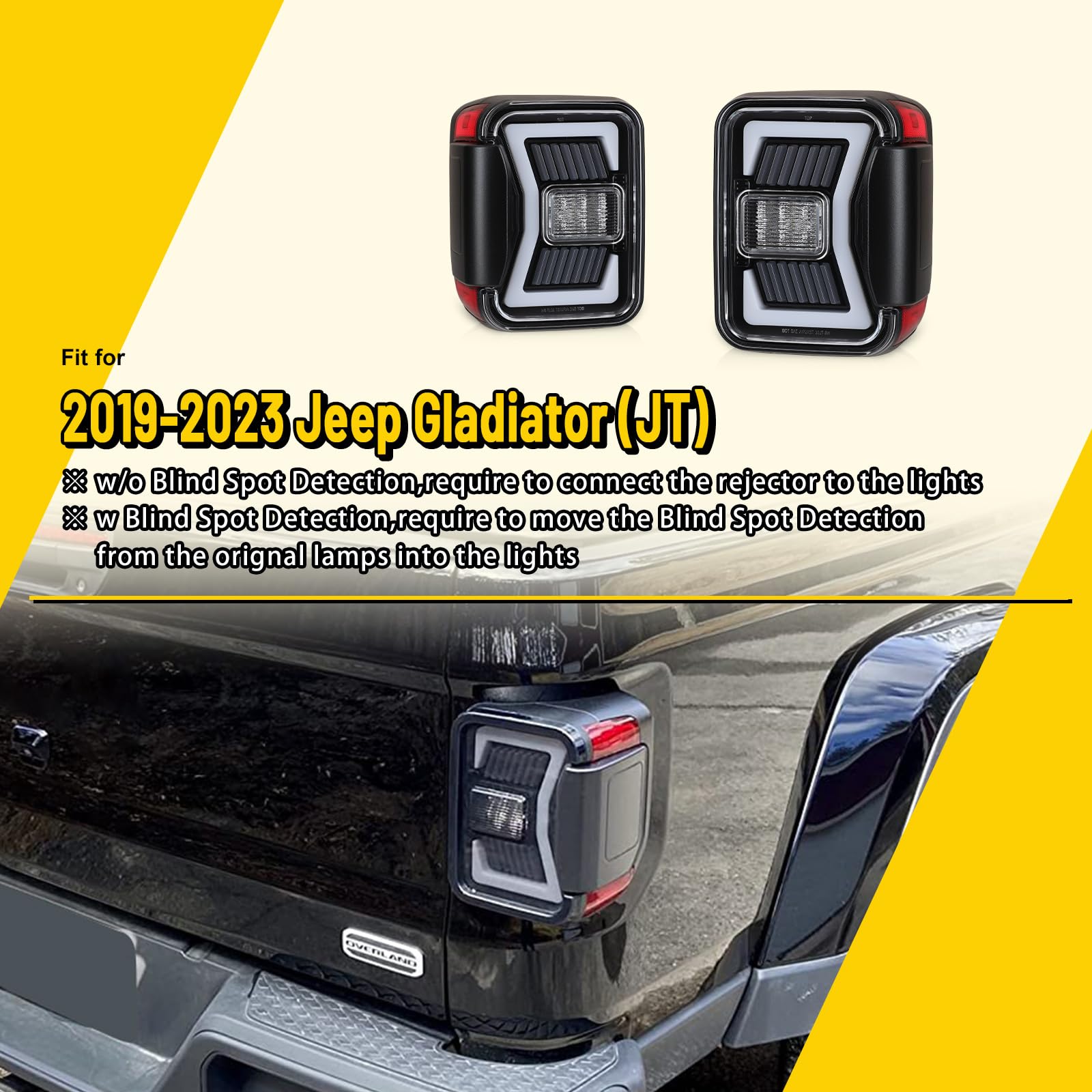 LED Tail Lights for 2019-2023 Jeep Gladiator JT - Sequential Turn Signal Tail Lamp Assembly Replacement with Clear Lens | Upgrade for Gladiator Pickup Truck, Off-Road & Night Driving Safety