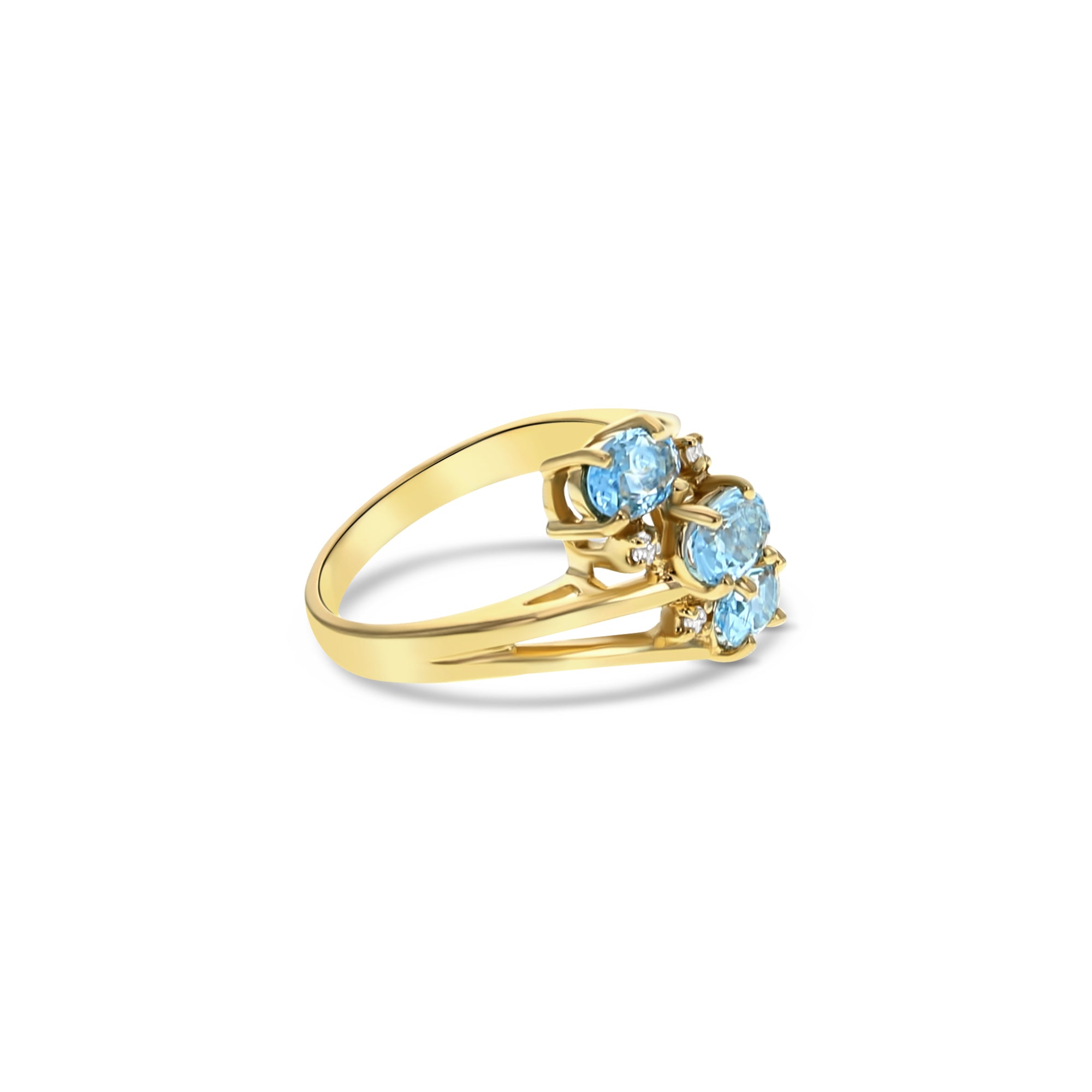 14K Yellow Gold Oval Blue Topaz Diamond Ring for Women - Elegant Engagement, Wedding, Anniversary & Gift Jewelry