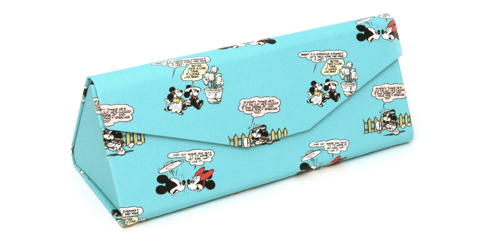 JINS x Disney Collection Foldable Eyeglass Case (Blue) - Lightweight & Durable Glasses Holder for Travel, Work, and Everyday Use
