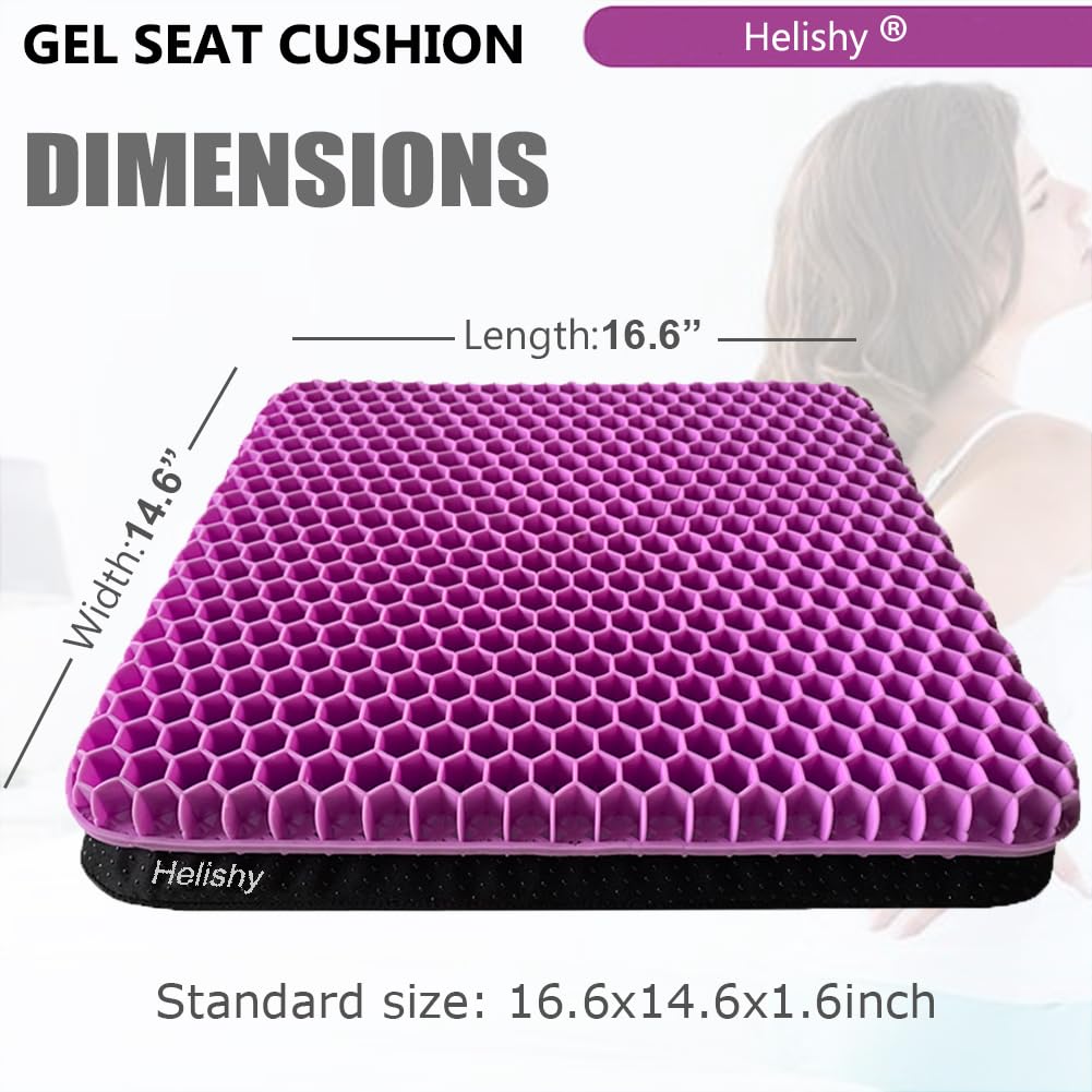 Premium Gel Seat Cushion for Tailbone & Sciatica Pain Relief - Non-Slip Memory Foam Chair Pad with Breathable Cover for Office, Home, Car & Wheelchair - Ergonomic Support for Back Pain (Standard, Violet) - Perfect for Long Sitting Sessions at Work, Driving or Post-Surgery Recovery