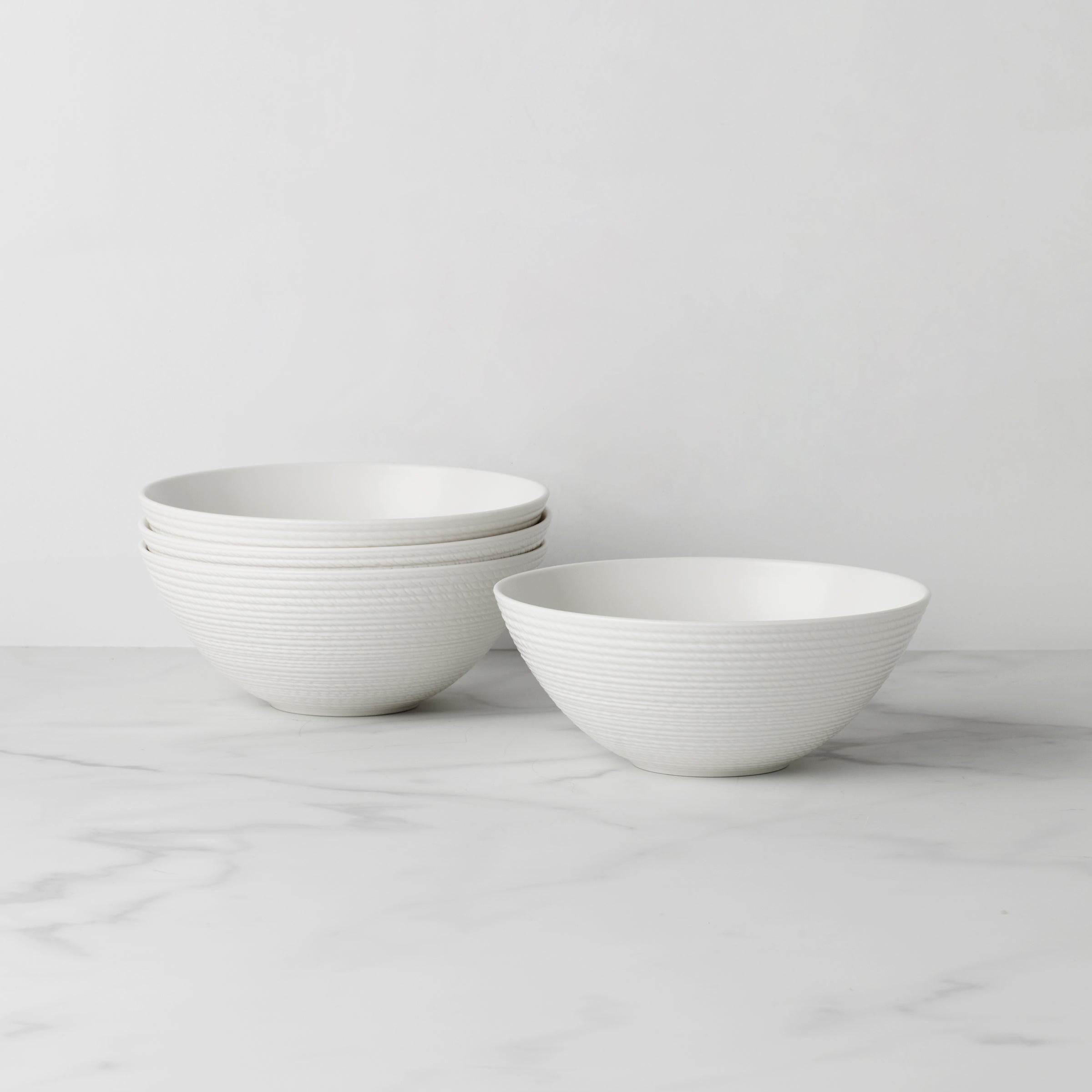 LX Collective White All-Purpose Bowls Set of 4 - Perfect for Serving Salads, Pasta, Snacks & Desserts
