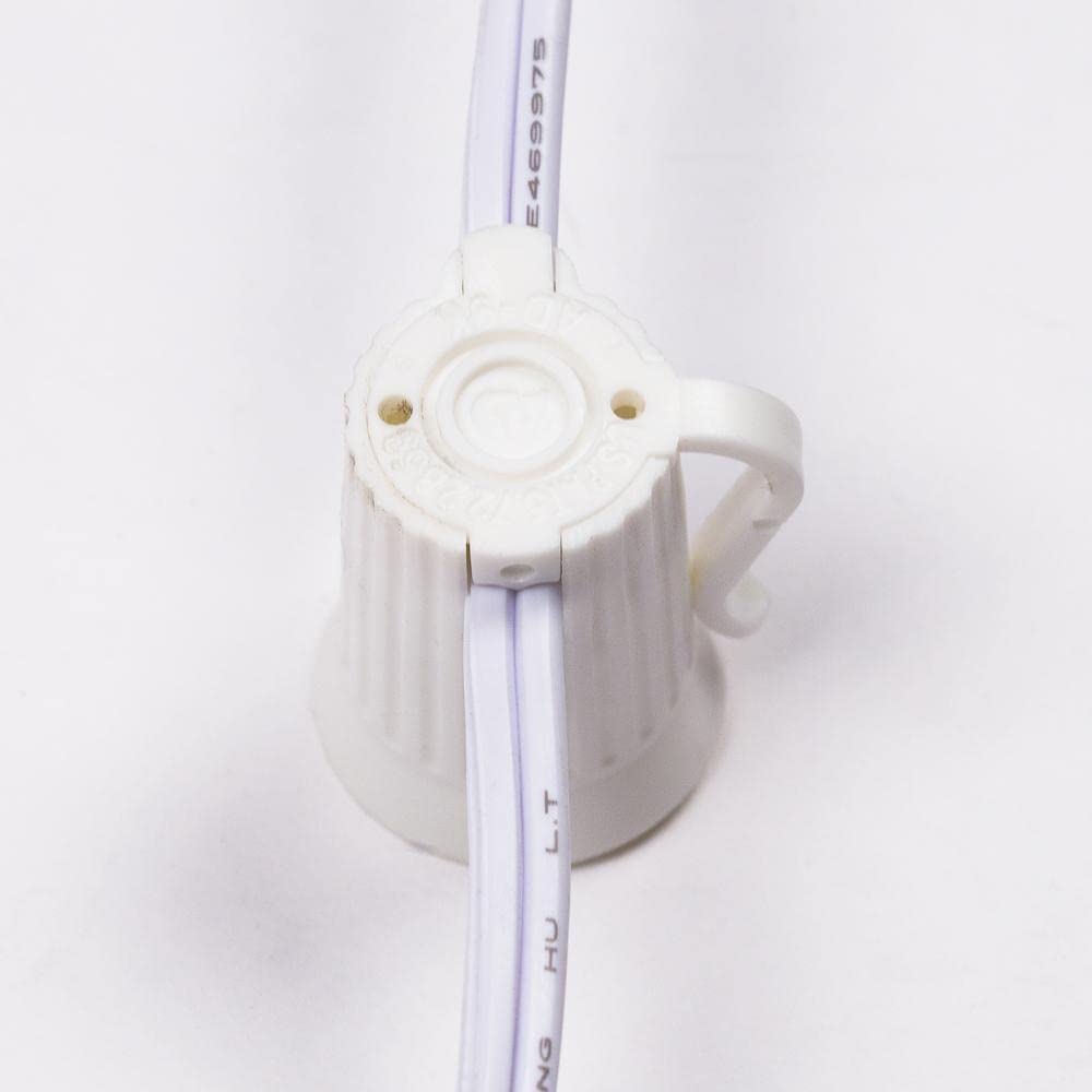 102 FT Shatterproof LED Outdoor String Lights - 100 E12 C7 Base Sockets, White Cord, G40-1.6 Inch Bulbs (1 Watt) - Perfect for Patio, Garden, Backyard & Wedding Decor - Durable Weatherproof Lighting by PaperLanternStore.com