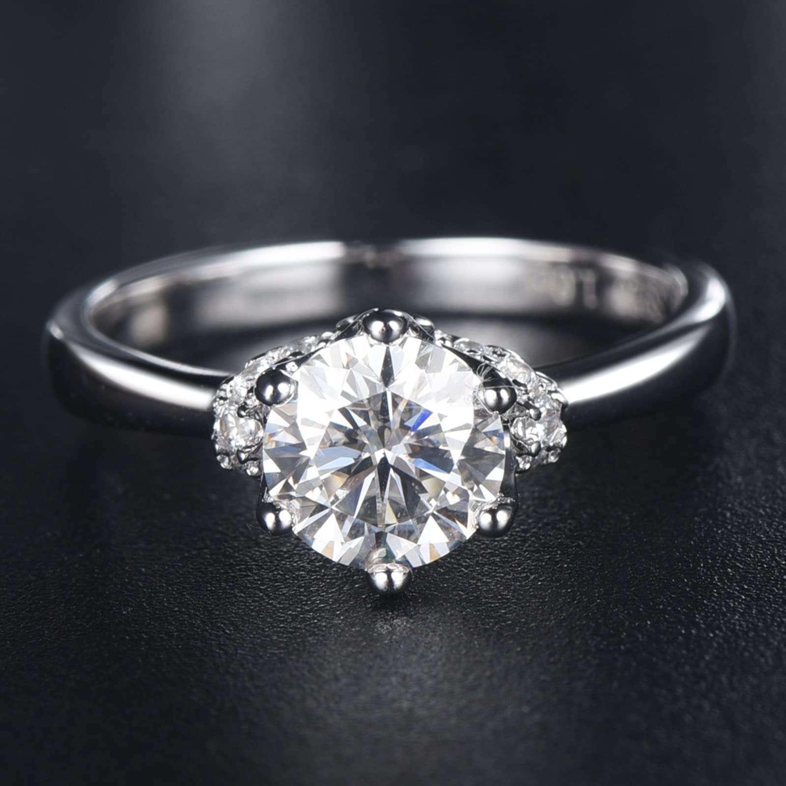 Gualiy Sterling Silver Wedding Rings & Engagement Rings – 6 Prong Crown Design with 1 Carat Moissanite for Women | Perfect for Proposals, Anniversaries & Bridal Jewelry