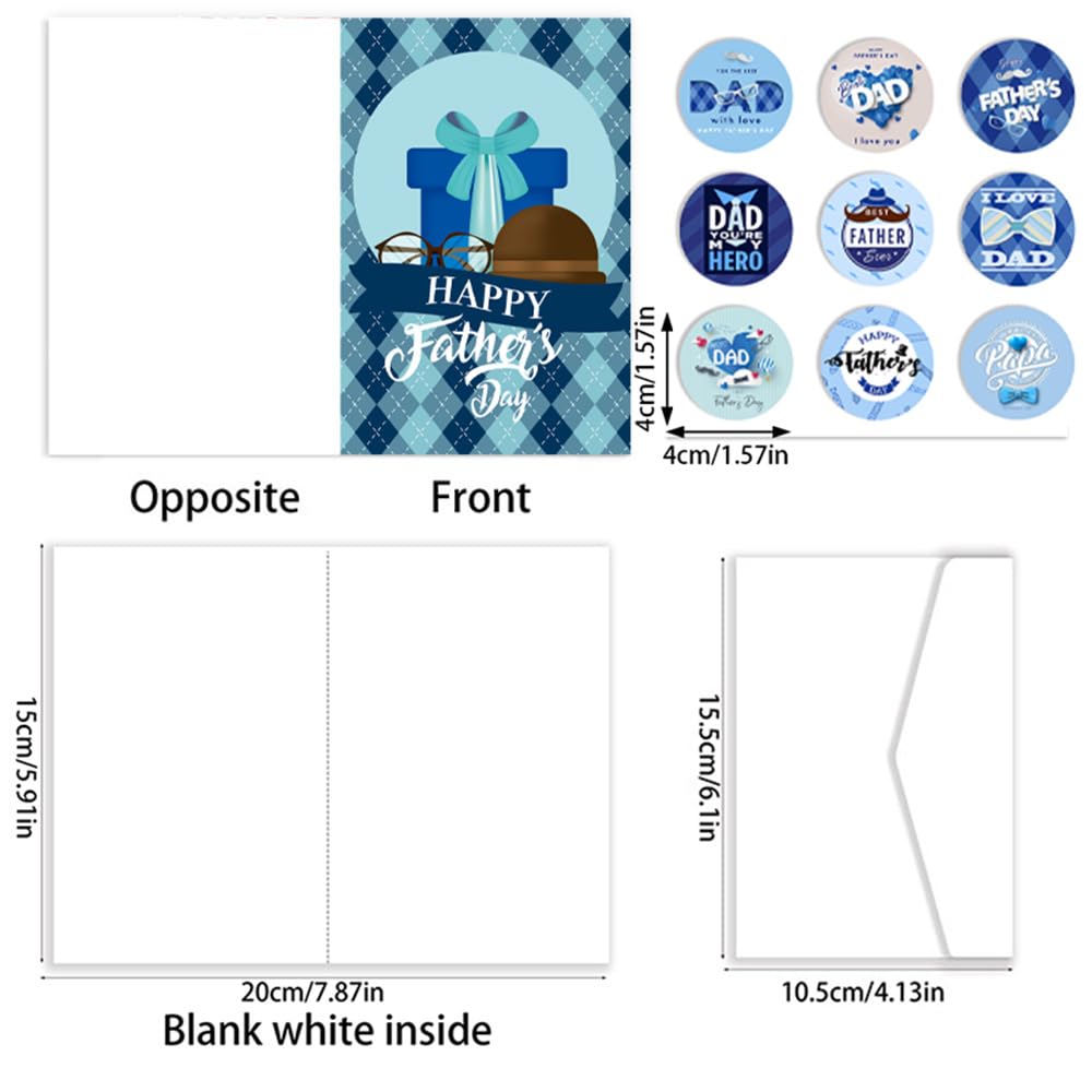 12-Piece Father's Day Card Set - Greeting Cards with Envelopes & Stickers - Perfect Gift from Son, Daughter, Husband, Wife or Kids - Ideal for Office, Home Decor & Special Occasions