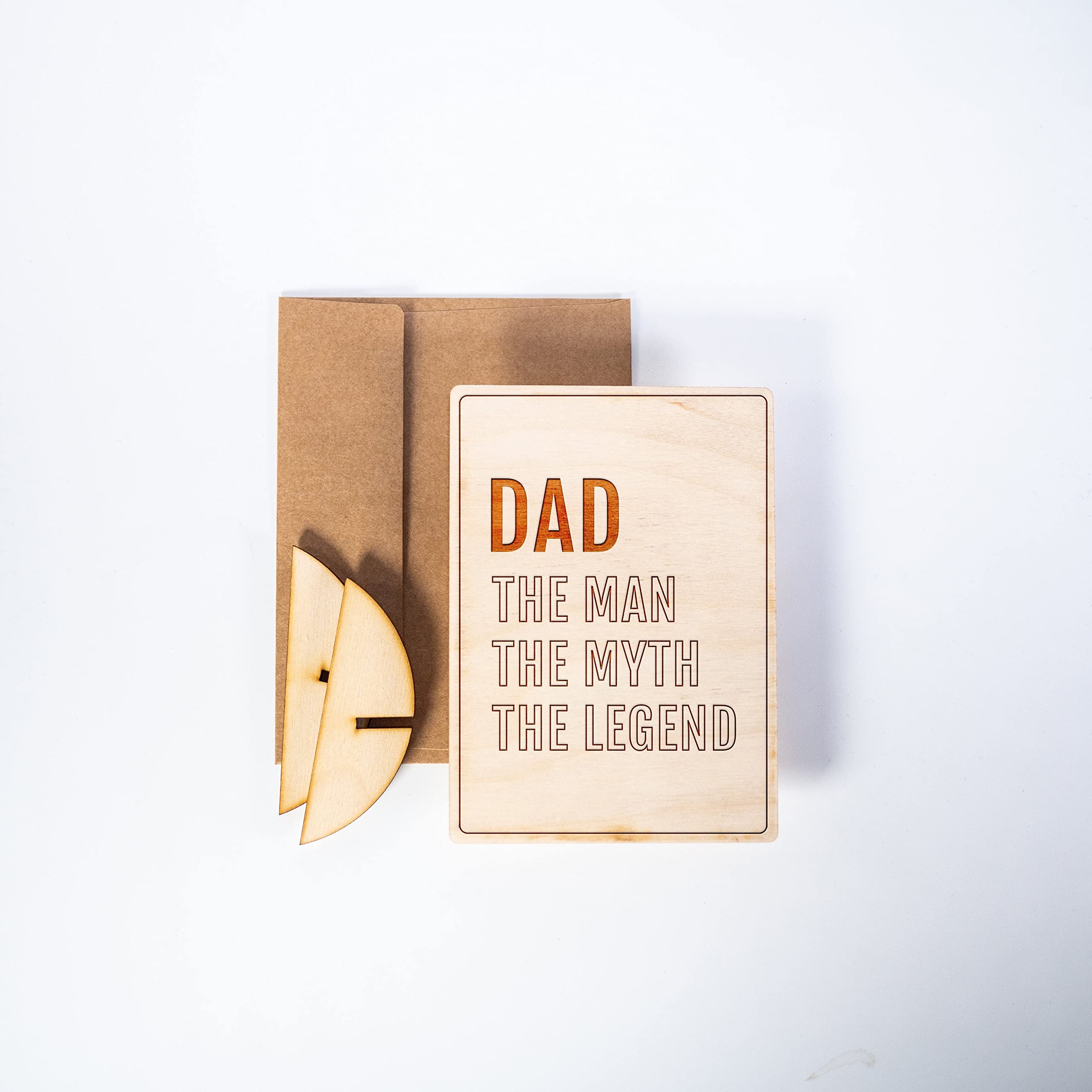 The Man The Myth The Legend - Premium Wooden Birthday Card for Men, Anniversary, Retirement Gifts - Engraved Wooden Greeting Card for Him, Dad, Husband, Boyfriend - Perfect for Special Occasions & Wall Decor