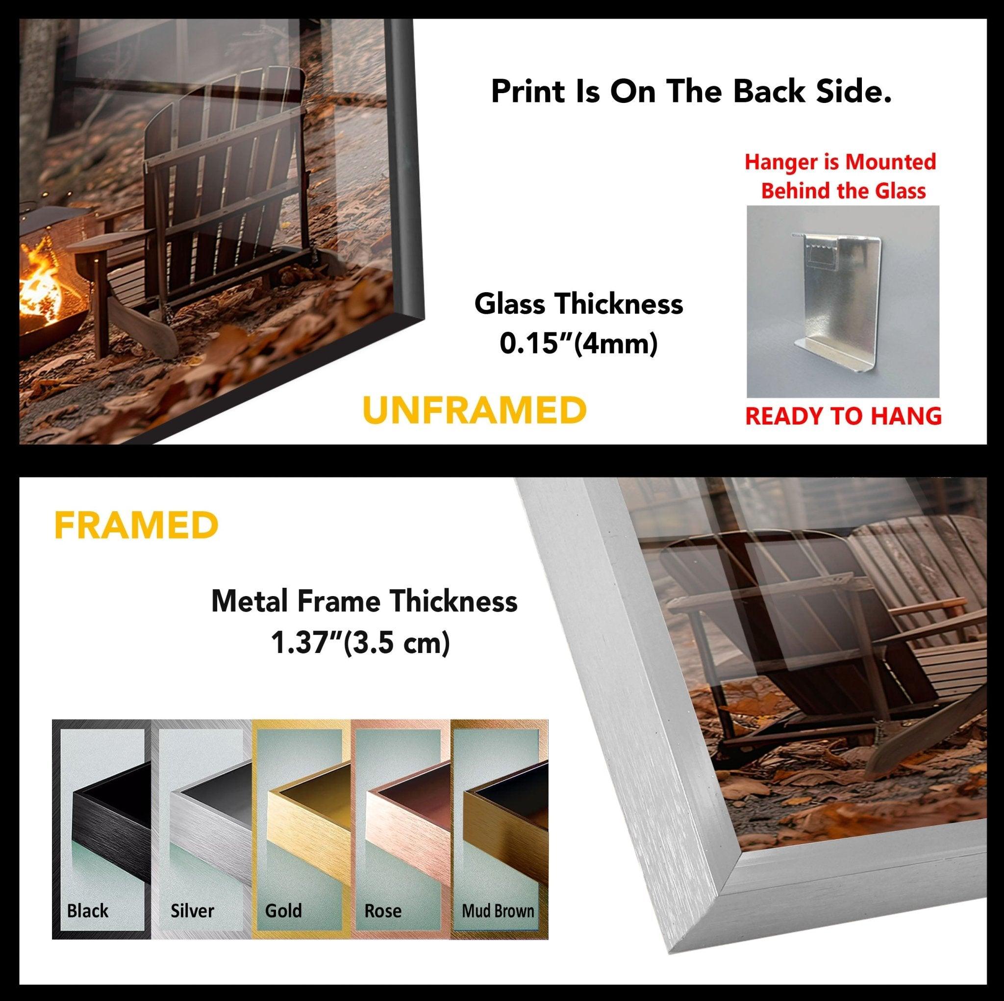 Adirondack Camping Glass Wall Art - Rustic Cabin Decor for Living Room, Bedroom & Office - Perfect for Nature Lovers & Outdoor Enthusiasts