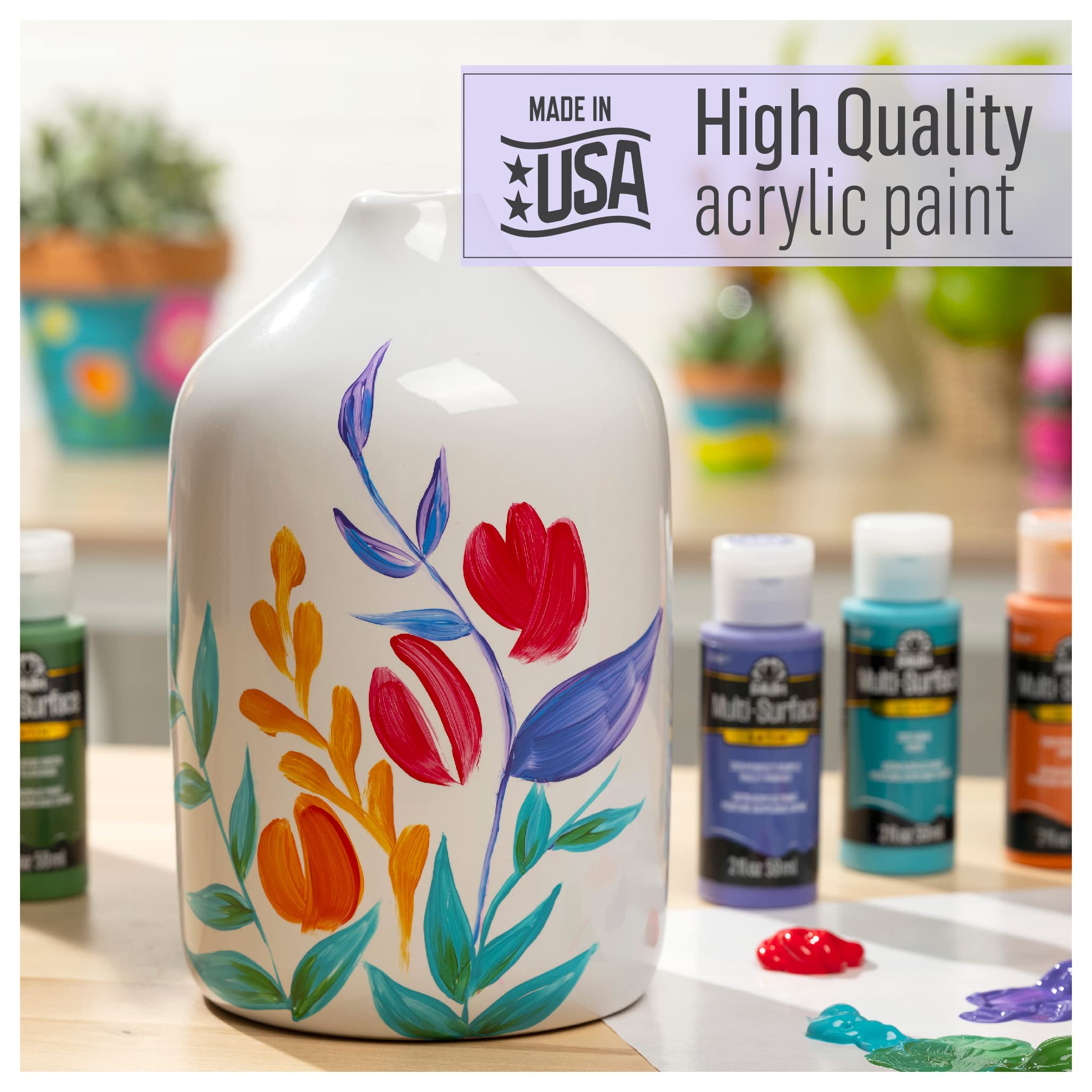 FolkArt Multi-Surface Glitter Paint - 2 oz Sequin Silver - Perfect for DIY Crafts, Home Decor, and Holiday Projects