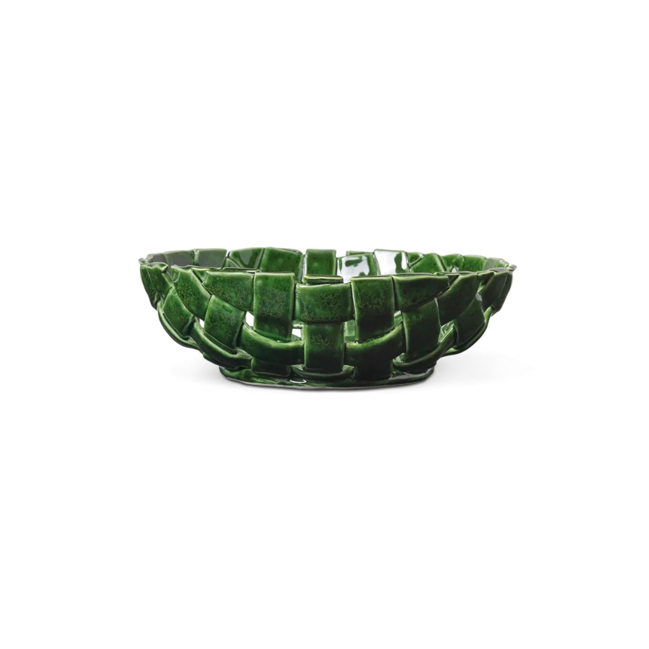 FERM LIVING Plait Bowl - 30cm Emerald Green Ceramic Serving Bowl for Salad, Fruit, Snacks | Elegant Home Dining & Kitchen Decor