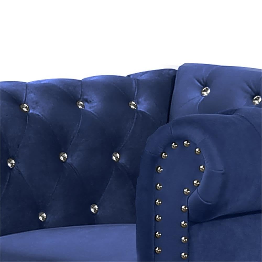 Emma Velvet Chesterfield Style Chair with Crystal Button Tufts - Royal Blue Classic Furniture for Living Room, Office & Lounge | Elegant Home Decor & Comfortable Seating