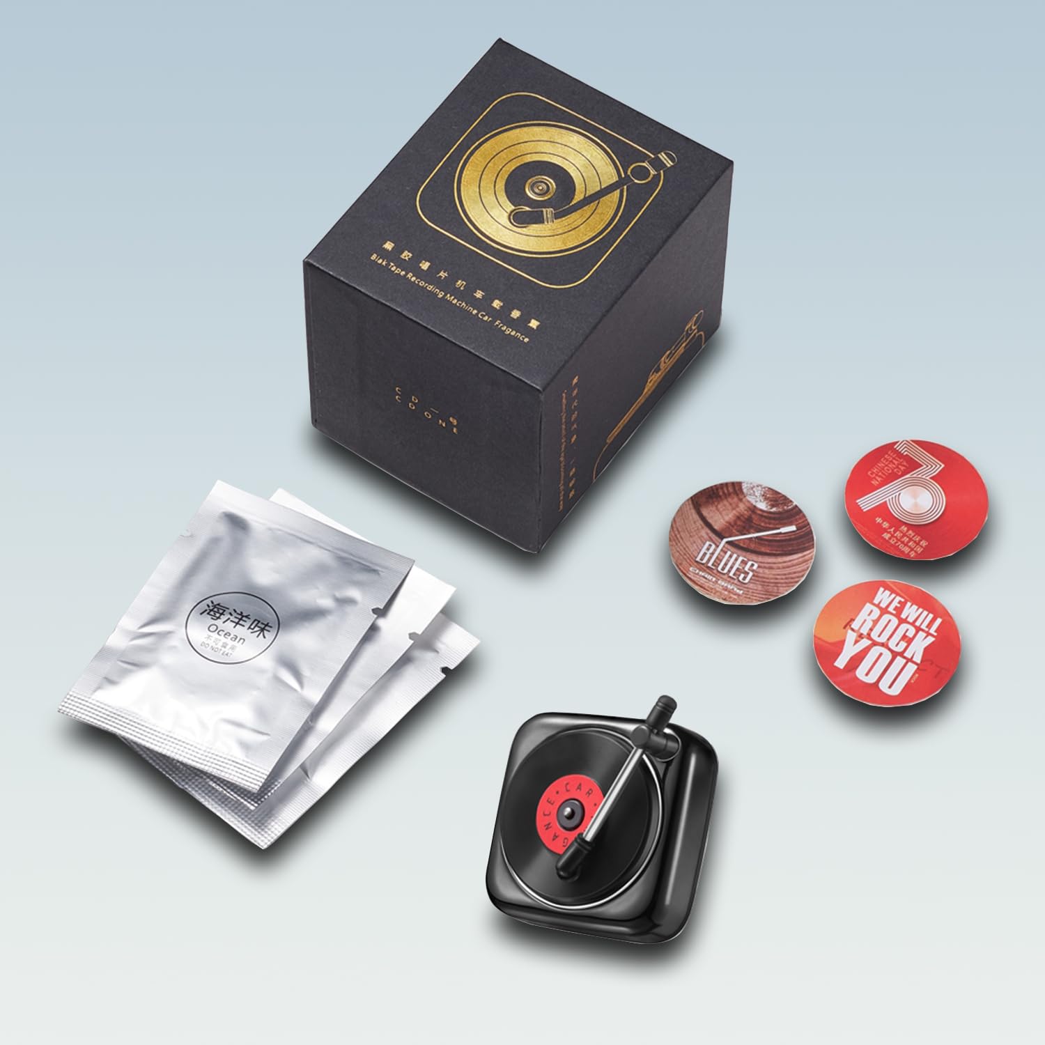 Car Record Player Air Freshener - Black Vinyl-Scented Vent Clip for AC Outlet | Long-Lasting Car Air Freshener | Perfect for Road Trips & Daily Commutes