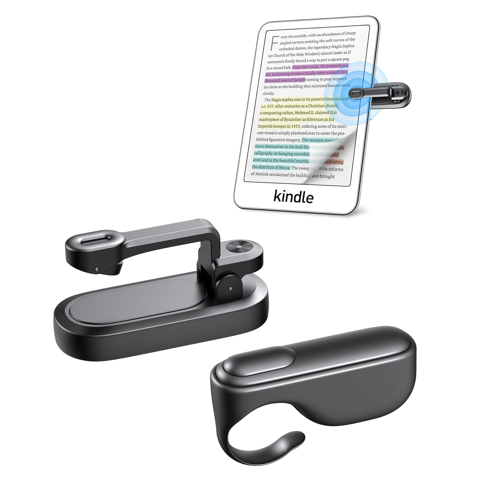 Wireless Page Turner for Kindle Paperwhite, Oasis, Kobo - Remote Control Clicker for iPad, iPhone, Tablet & E-Readers - Hands-Free Reading Accessory with Wrist Strap & Storage Bag - Perfect for Bedtime Reading, Classroom & Office Use