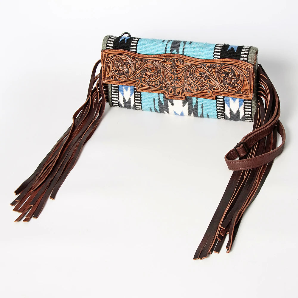 American Darling Turquoise Fringe Clutch - Elegant Evening Bag for Women, Boho Style Handbag with Beaded Detailing - Perfect for Weddings, Parties & Date Nights