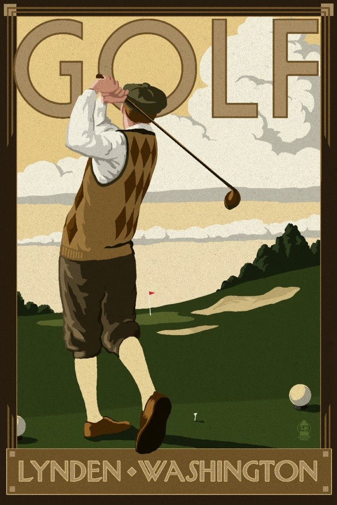 Lynden Washington Golf Sunday Driver - 16x24 Gallery Quality Metal Art Wall Decor for Home & Office - Perfect for Golf Lovers & Sports Enthusiasts