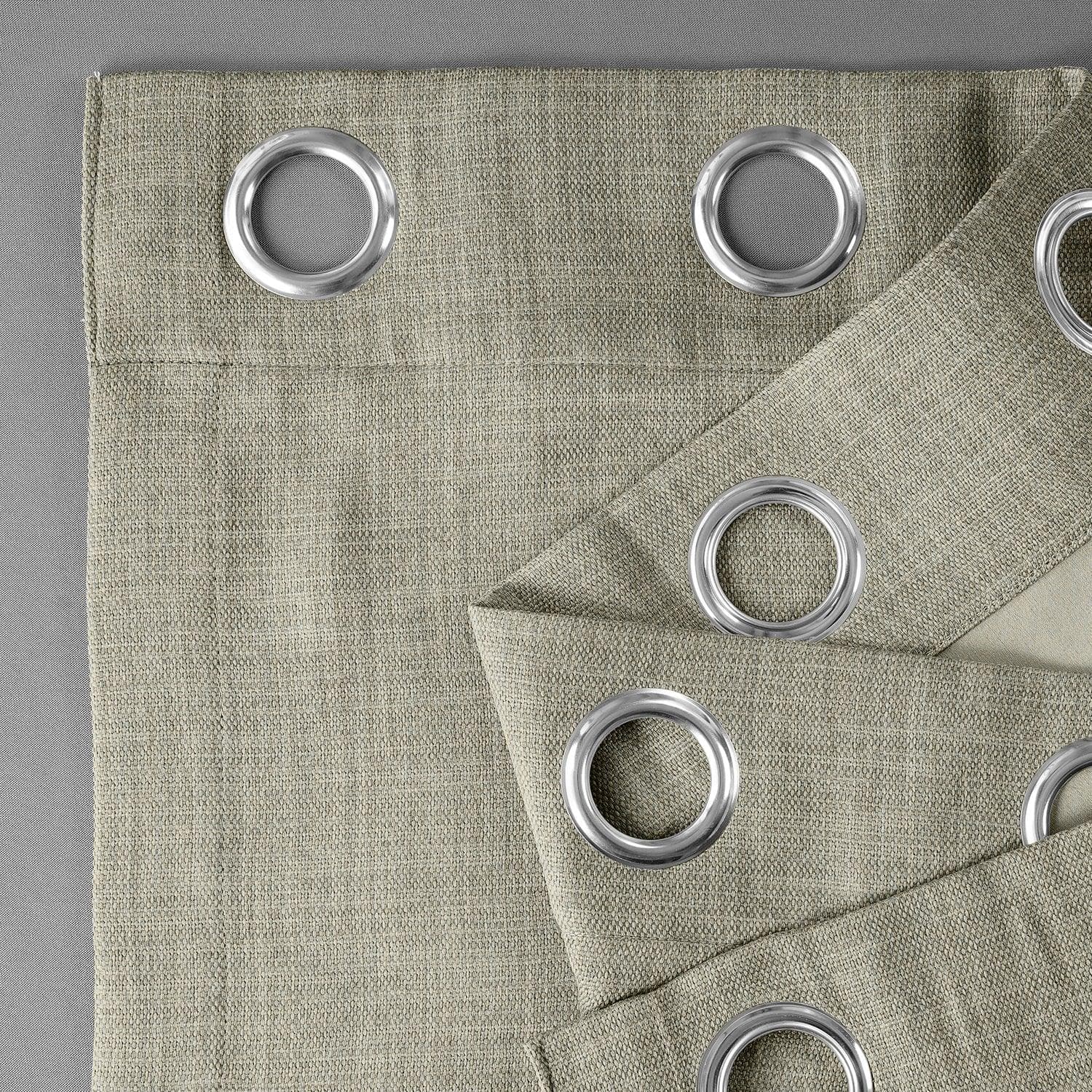 Oatmeal Grommet Textured Faux Linen Blackout Curtains - Thermal Insulated Window Drapes for Bedroom, Living Room & Home Theater