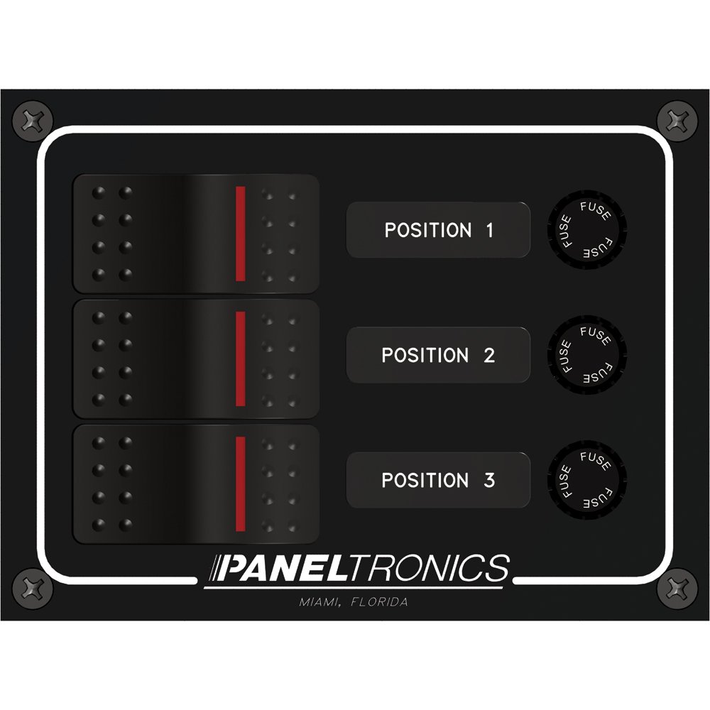 Waterproof DC 3-Position Illuminated Rocker Switch Panel with Fuse Holder - Marine, RV & Automotive Electrical Control Panel for Boats, Campers & Trucks