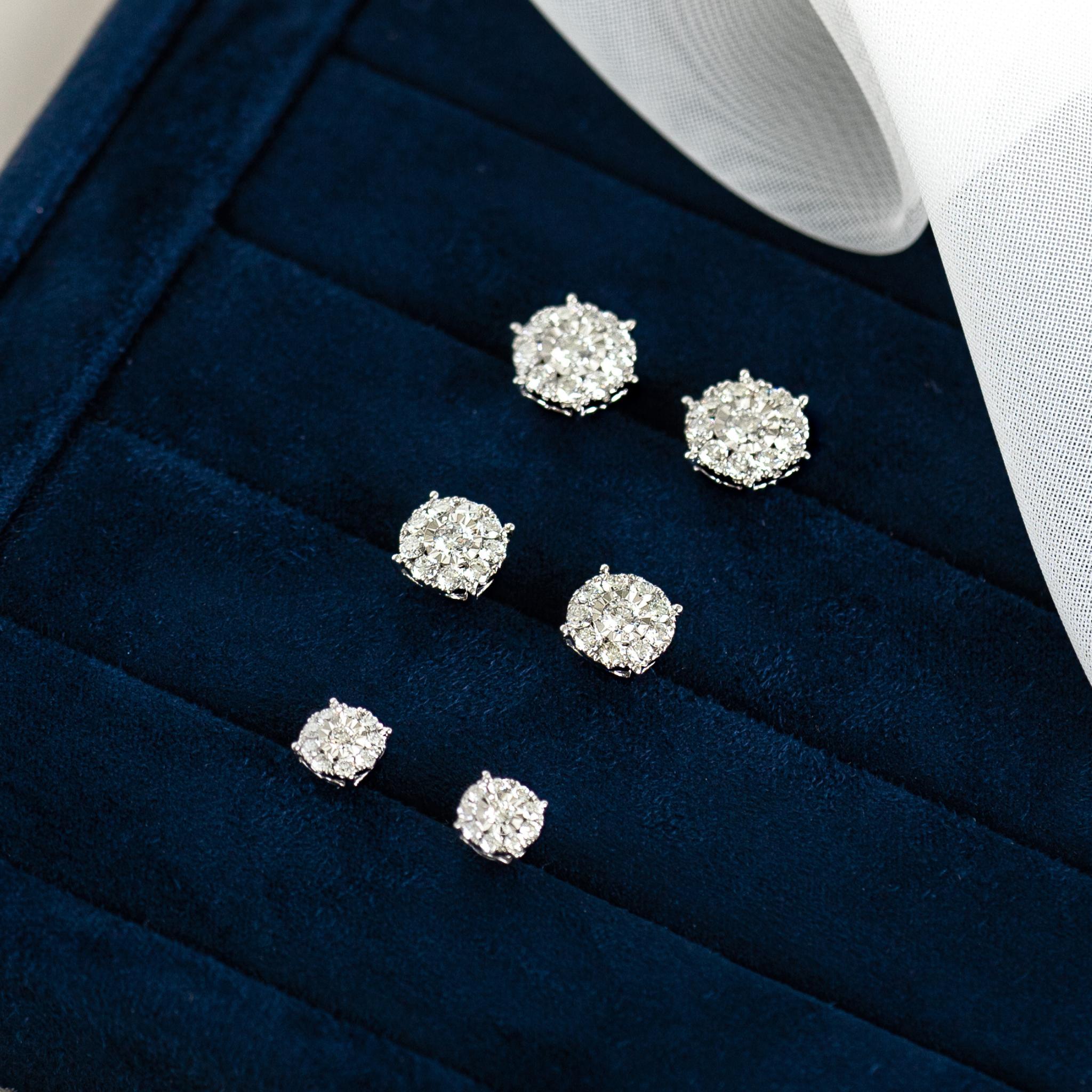 2 Carat Diamond Stud Earrings for Women - Round Cut Miracle Plate Earrings for Everyday Wear & Special Occasions
