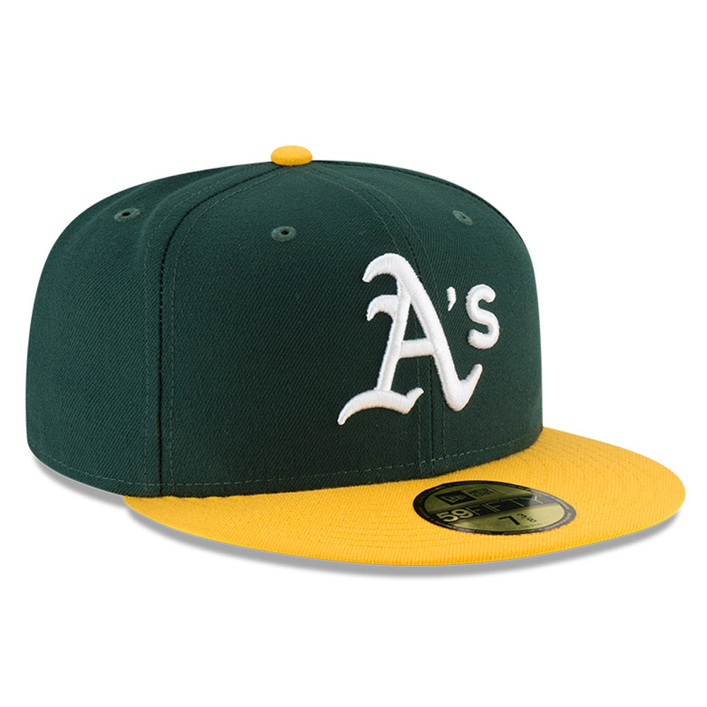 New Era 59Fifty Authentic MLB Oakland Athletics Baseball Cap - Green & Gold Snapback Hat for Men & Women | Perfect for Baseball Games, Sports Fans & Streetwear Fashion