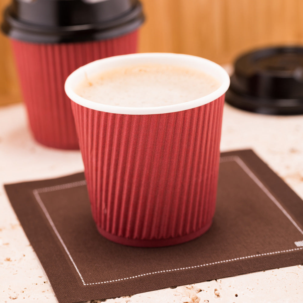 4 oz Crimson Paper Coffee Cups with Ripple Wall - 2.5