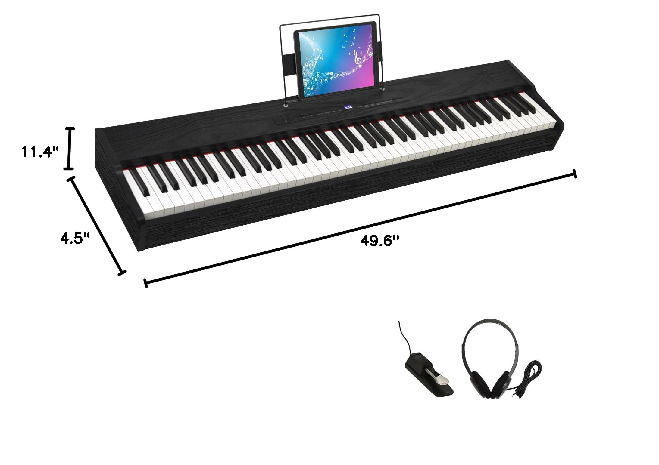 88-Key Weighted Digital Piano with Hammer Action - Full Size Portable Electric Keyboard with Sustain Pedal, Headphones & MDF Stand - Perfect for Home Practice, Studio Recording & Live Performances (Black)