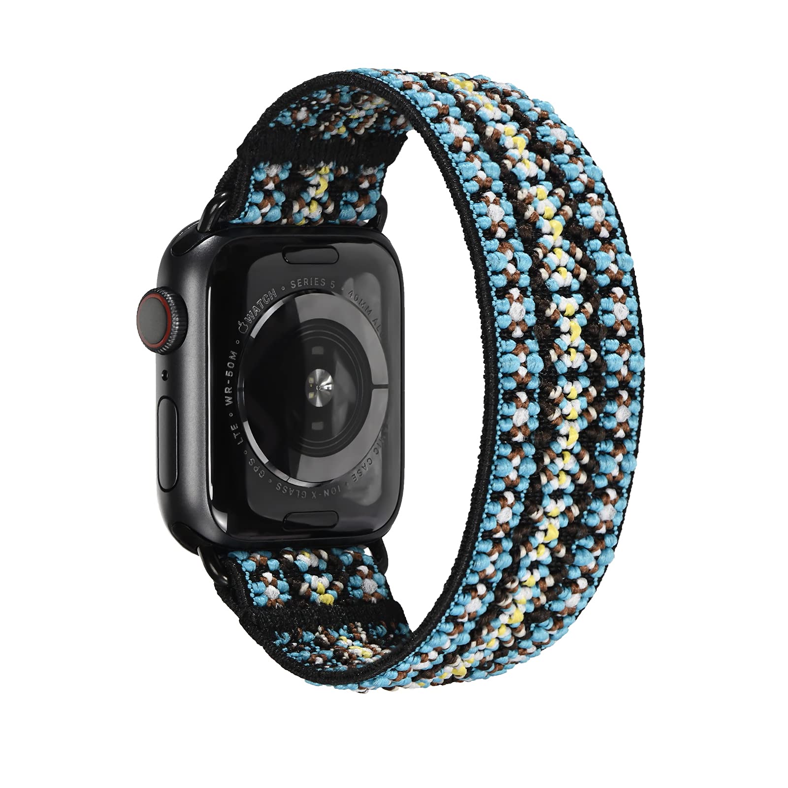 Tefeca Orchid Embroidery Elastic Replacement Band for Apple Watch Series 1-9 - Soft Breathable Stretchable Sport Strap for Women & Men - Perfect for Workouts, Running, Yoga & Daily Wear
