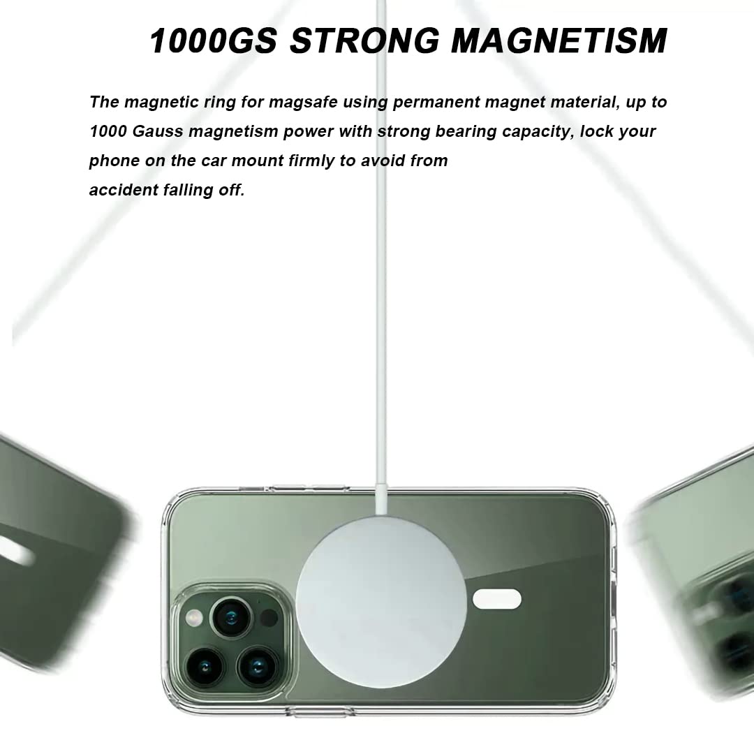 2 Pack Universal Magnetic Sticker Ring - Magsafe Compatible Adapter for iPhone 16/15/14/13/12 Series & Galaxy S24/S23/S22 - Strong Hold Wireless Charging Accessory (White) - Perfect for Car Mounts, Phone Stands & Magnetic Wallets