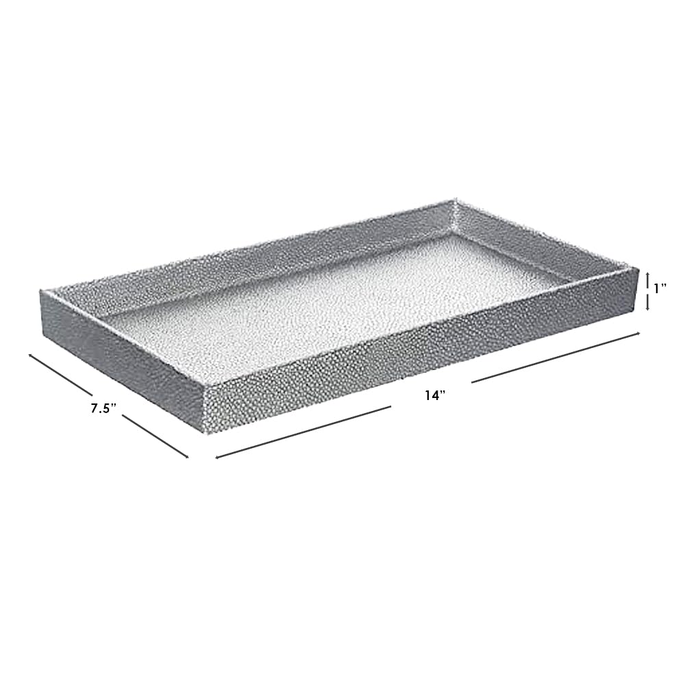 Home Basics Plastic Vanity Tray - Jewelry & Makeup Organizer for Perfume, Cosmetics, Bathroom or Dresser (Silver Texture) - Perfect for Bedroom Decor & Bathroom Storage