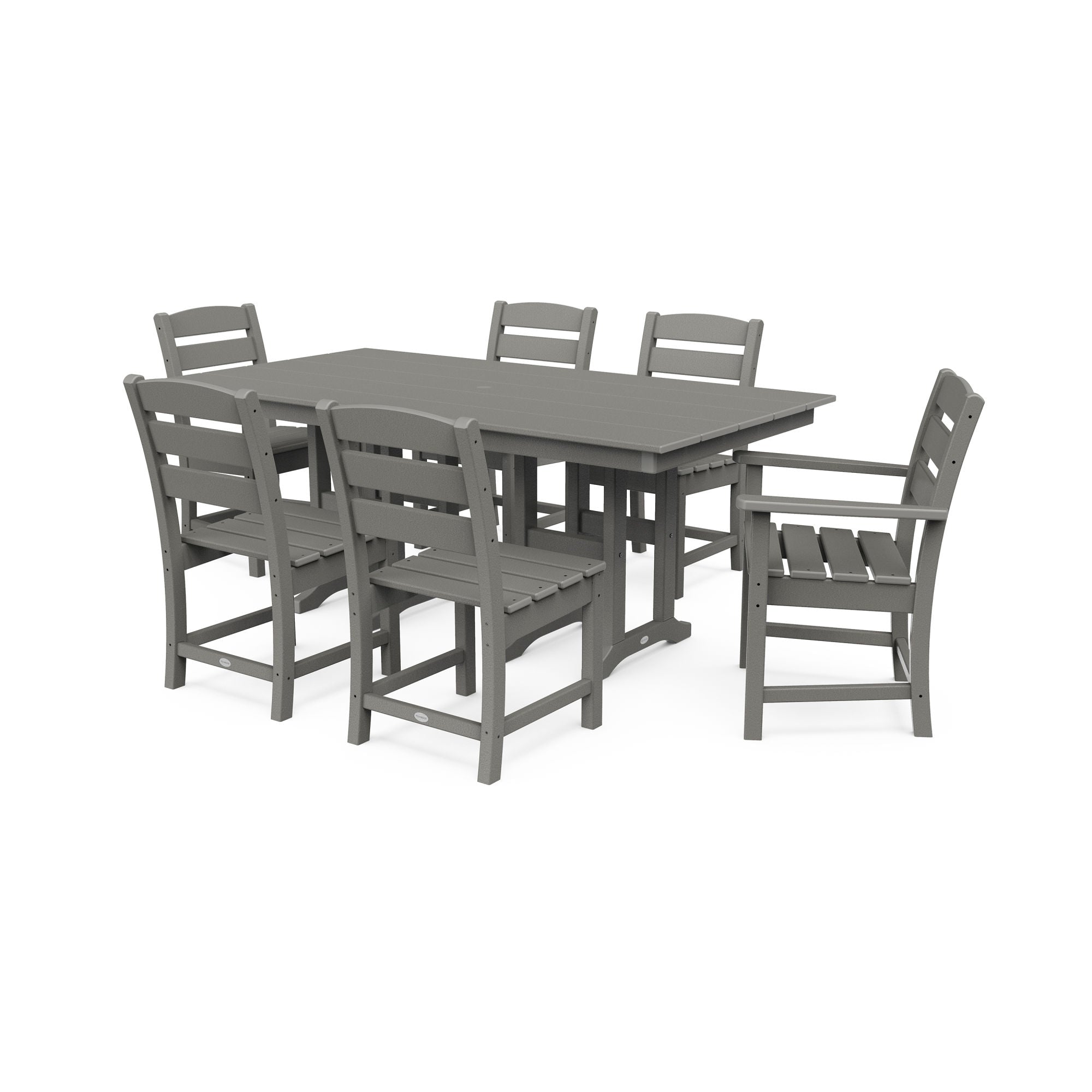 POLYWOOD Lakeside 7-Piece Farmhouse Dining Set - Outdoor Patio Furniture for Backyard, Garden & Poolside - All-Weather Resin Wicker Chairs & Table