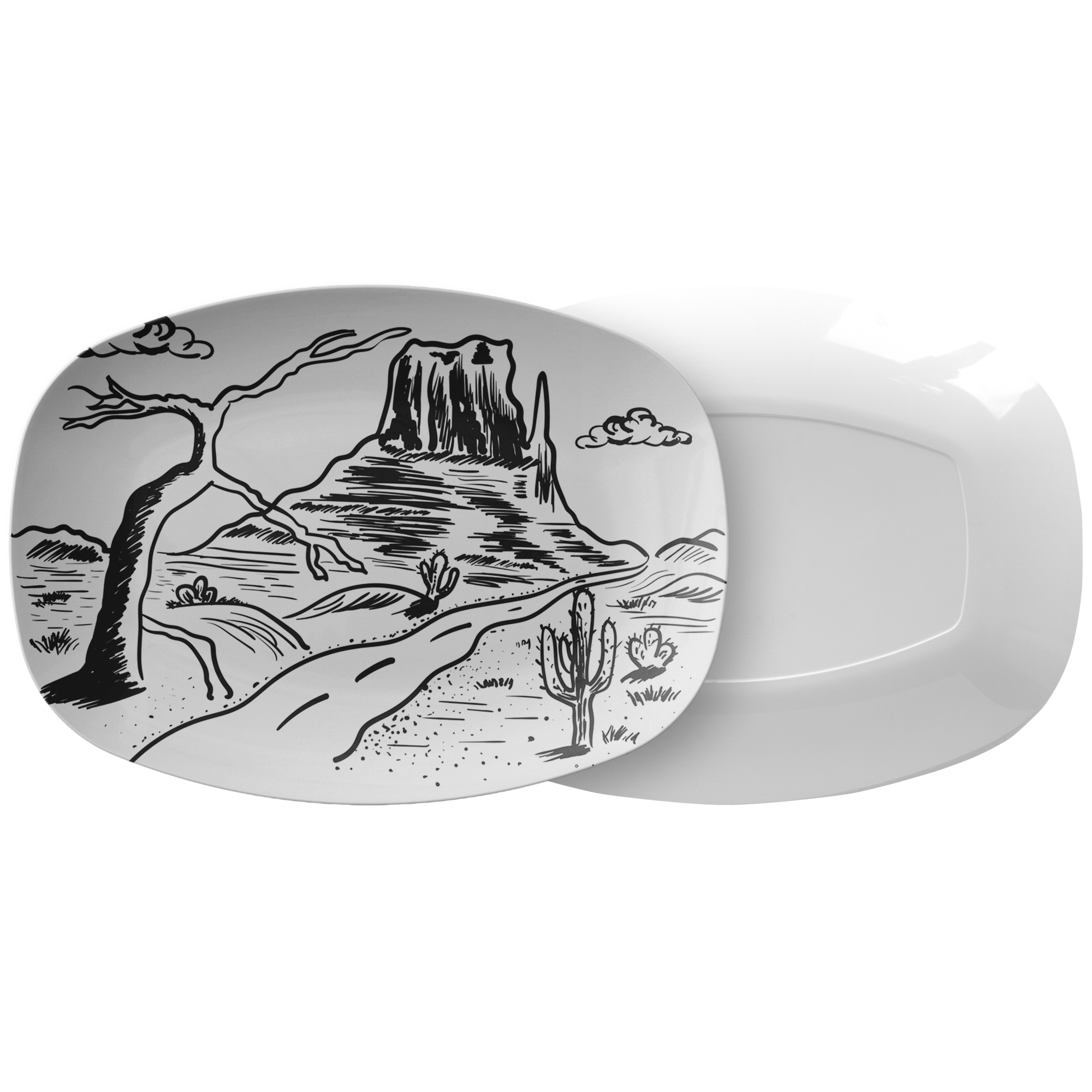 Scenic Desert Plastic Serving Platter - Large Durable Party Tray for Outdoor Picnics, BBQs, and Family Gatherings