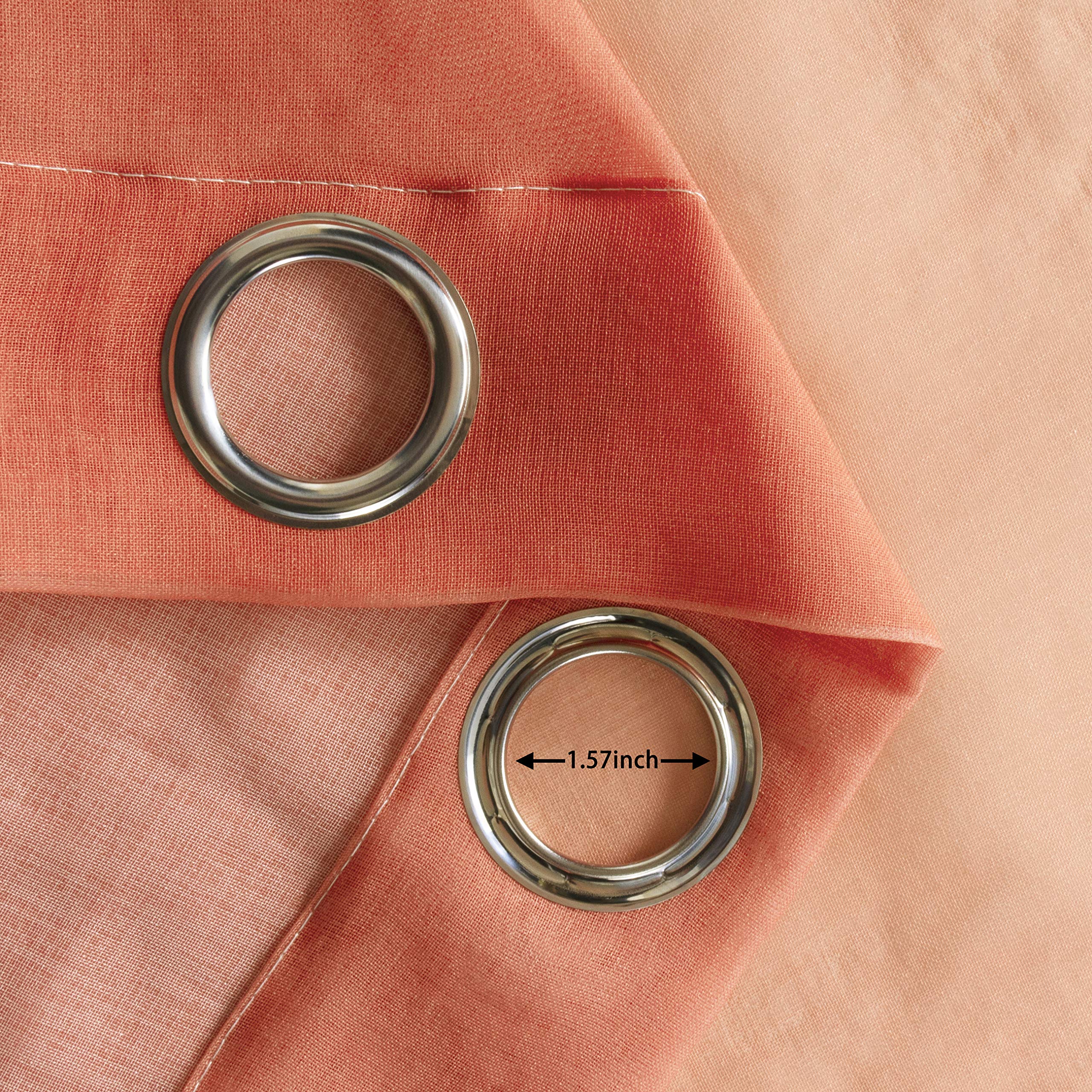 Faux Linen Ombre Sheer Curtains 42x63 Inch - Blush Pink Gradient Voile Semi-Sheer Grommet Curtain Panels Set of 2 for Bedroom & Living Room | Light Filtering Window Drapes for Privacy & Soft Natural Light