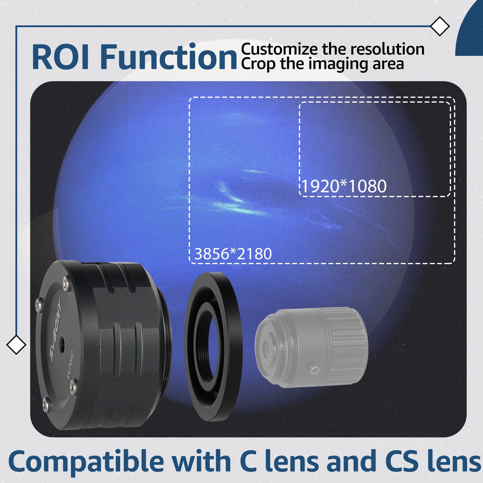 SVBONY SV705C IMX585 Sensor Astronomy Camera - USB 3.0 High Resolution Planetary Camera for Moon, Saturn & Deep Sky Astrophotography | Perfect for Stargazing, Celestial Photography & Astronomical Observation