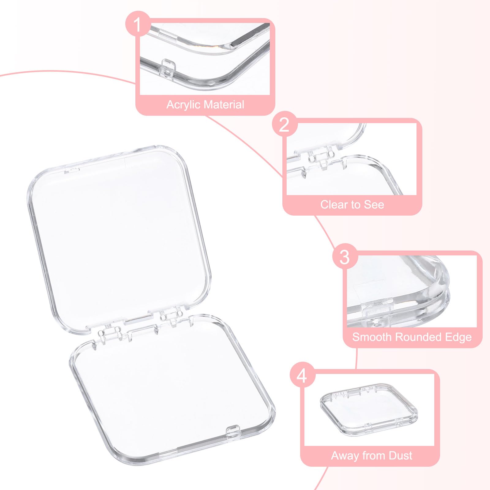 uxcell 2 Pack Clear Acrylic Press-On Nail Storage Box with Adhesive Double-Sided Tape - Nail Salon & Home Organization Display Case for Artificial Nails, Manicure Supplies & Beauty Accessories - Perfect for Salon Professionals & DIY Nail Enthusiasts