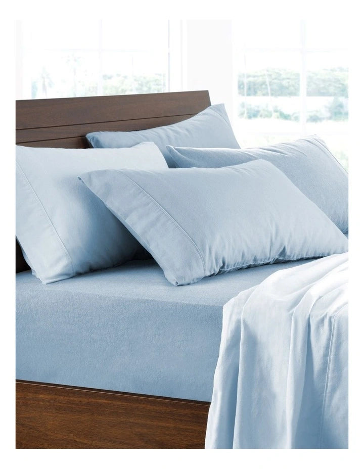 Soft & Breathable Cotton Flannelette Sheet Set - CHAMBRAY by Logan & Mason - Perfect for Cozy Winter Nights & Bedroom Comfort
