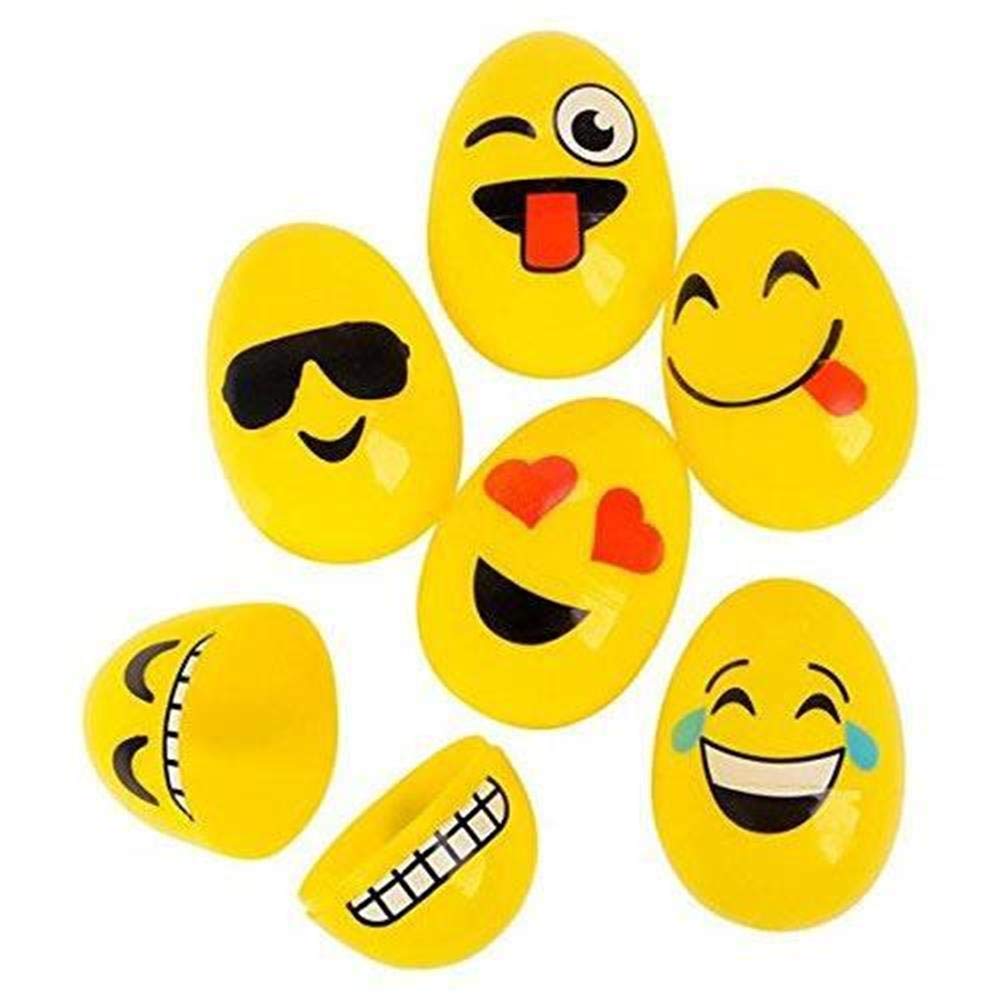 48-Piece Easter Emoji Eggs Set - Colorful Plastic Easter Eggs with Fun Emoji Faces for Easter Egg Hunts, Party Favors, and Classroom Rewards