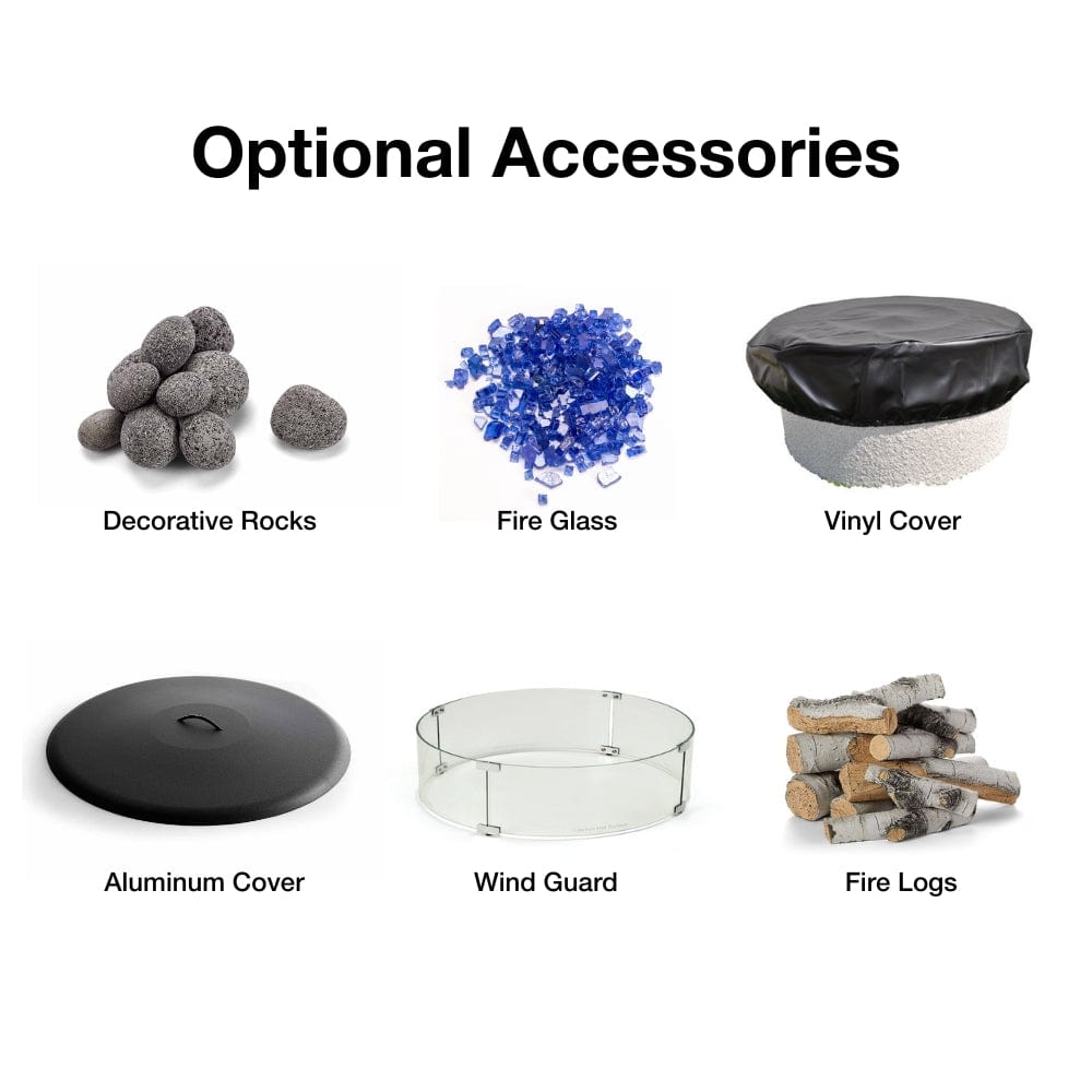 HPC Round Bowl Gas Fire Pit Insert with Push Button Ignition - Outdoor Patio Heater for Backyard, Garden, and Camping