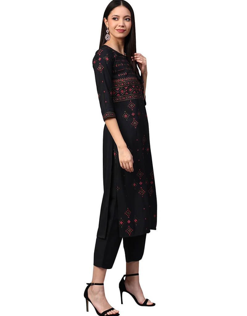 Black Poly Silk Palazzo Suit for Women - Comfortable & Elegant Wide Leg Pants Set for Casual Wear, Office, and Special Occasions