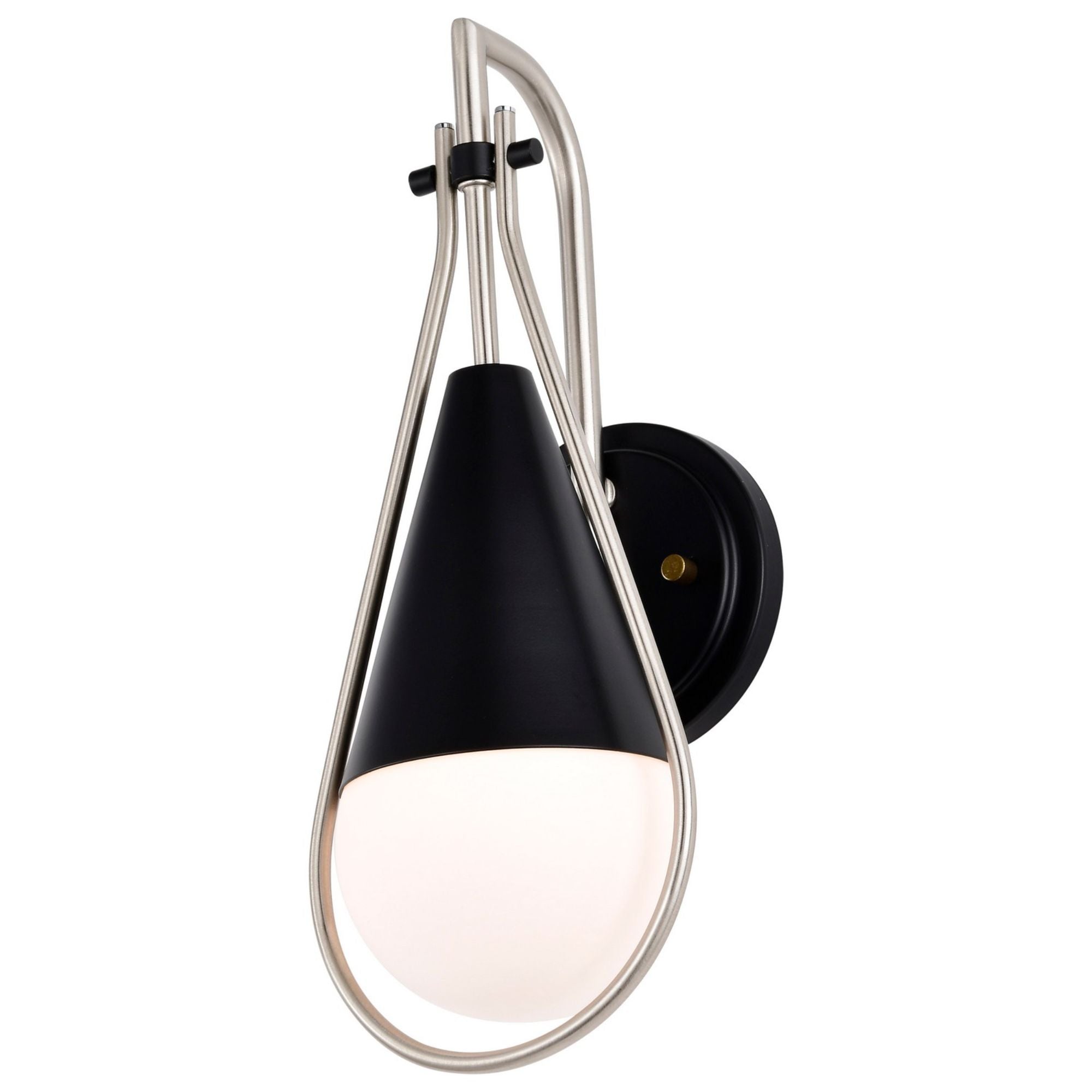 Admiral 15 Inch Wall Sconce Light Fixture - Matte Black & Brushed Nickel Finish - Modern Indoor/Outdoor Wall Lighting for Bedroom, Hallway, Porch, and Patio