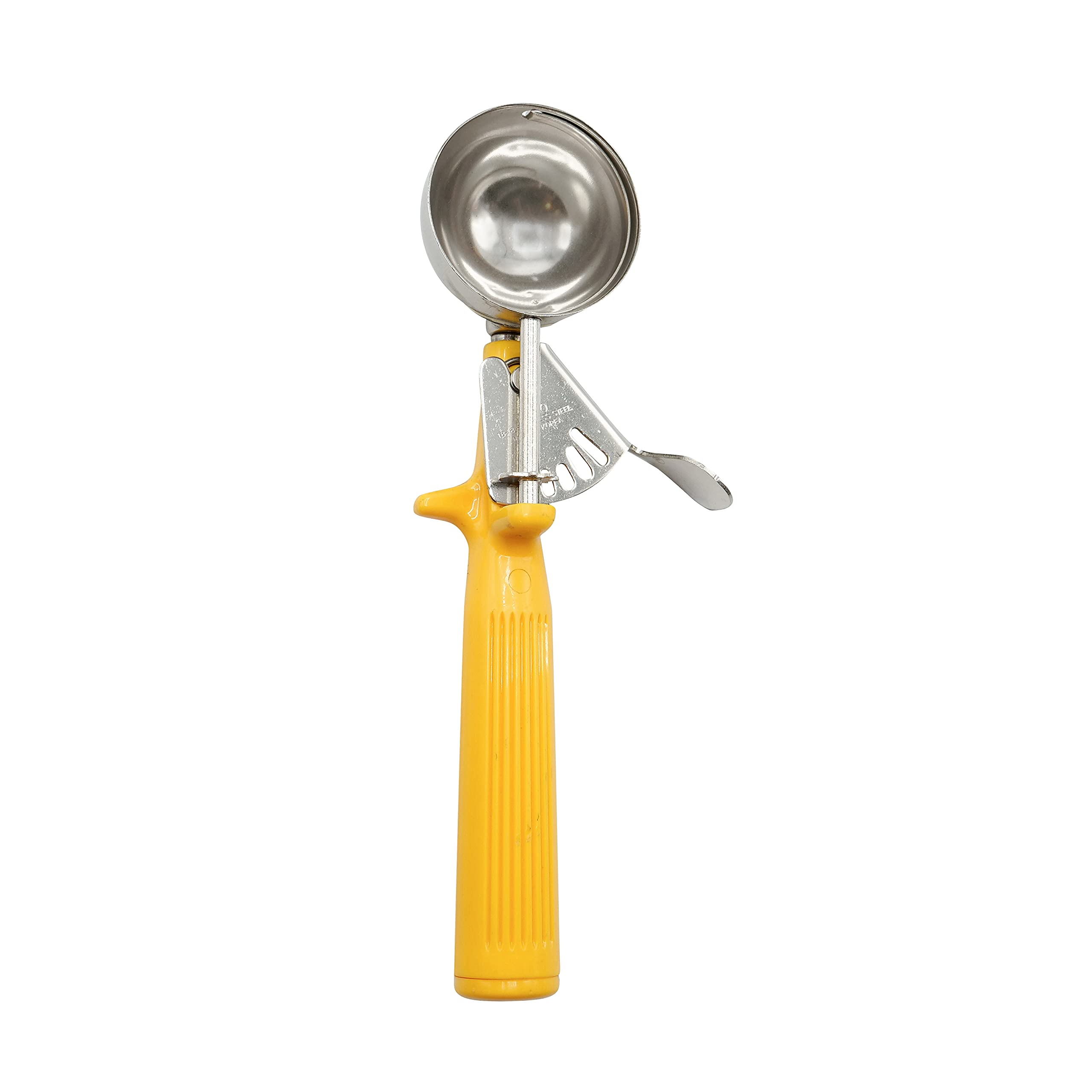 Premium Stainless Steel Ice Cream Scoop with Ergonomic Trigger Lever & Non-Slip Yellow Handle - Heavy Duty Aluminum Scooper for Gelato, Sorbet, Cookie Dough, Italian Ice - Perfect for Home Kitchens, Ice Cream Shops & Dessert Catering (10-Pack)