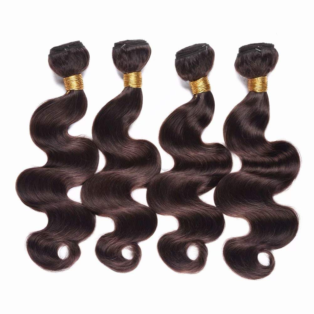 FEEL ME Brazilian Human Hair Bundles (10 10 10) - 100% Virgin Unprocessed Hair Weft Extensions in Dark Brown Mink Color | Perfect for Weaving, Styling & Natural-Looking Hair Extensions