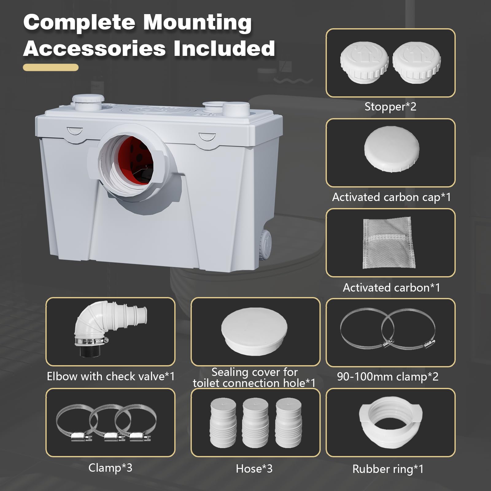 500W Macerator Pump for Basement Upflush System - Pure Copper Motor Toilet Pump for Vertical/Horizontal Waste Disposal - Sewage Pump for Kitchen, Bathroom, Shower, Sink & Attic | Ideal for Small Spaces, Remodeling & Off-Grid Plumbing Solutions