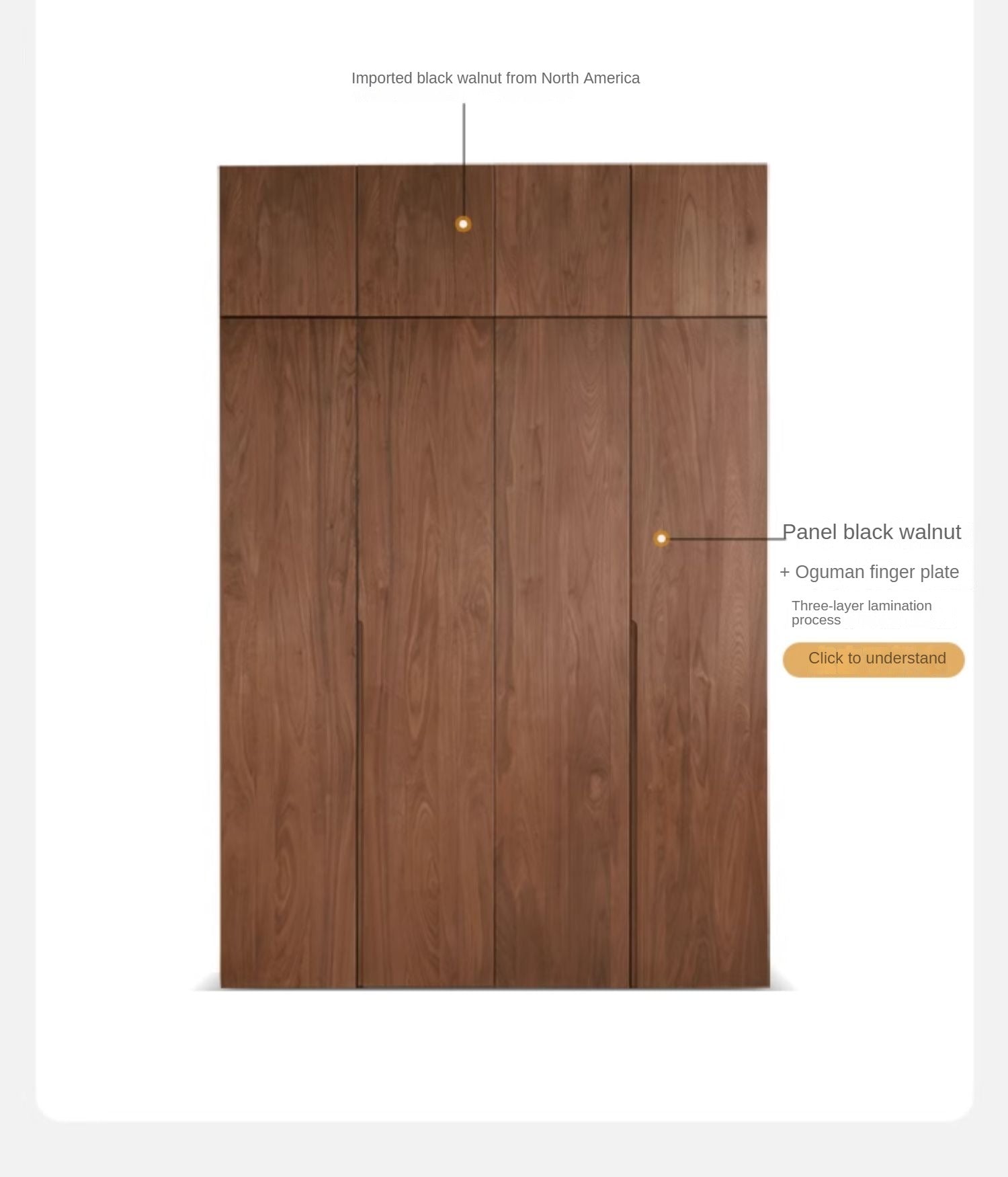 Premium Black Walnut Solid Wood Wardrobe - Double Door Closet with Mirror | Spacious Storage for Bedroom, Walk-in Closet & Guest Room Organization
