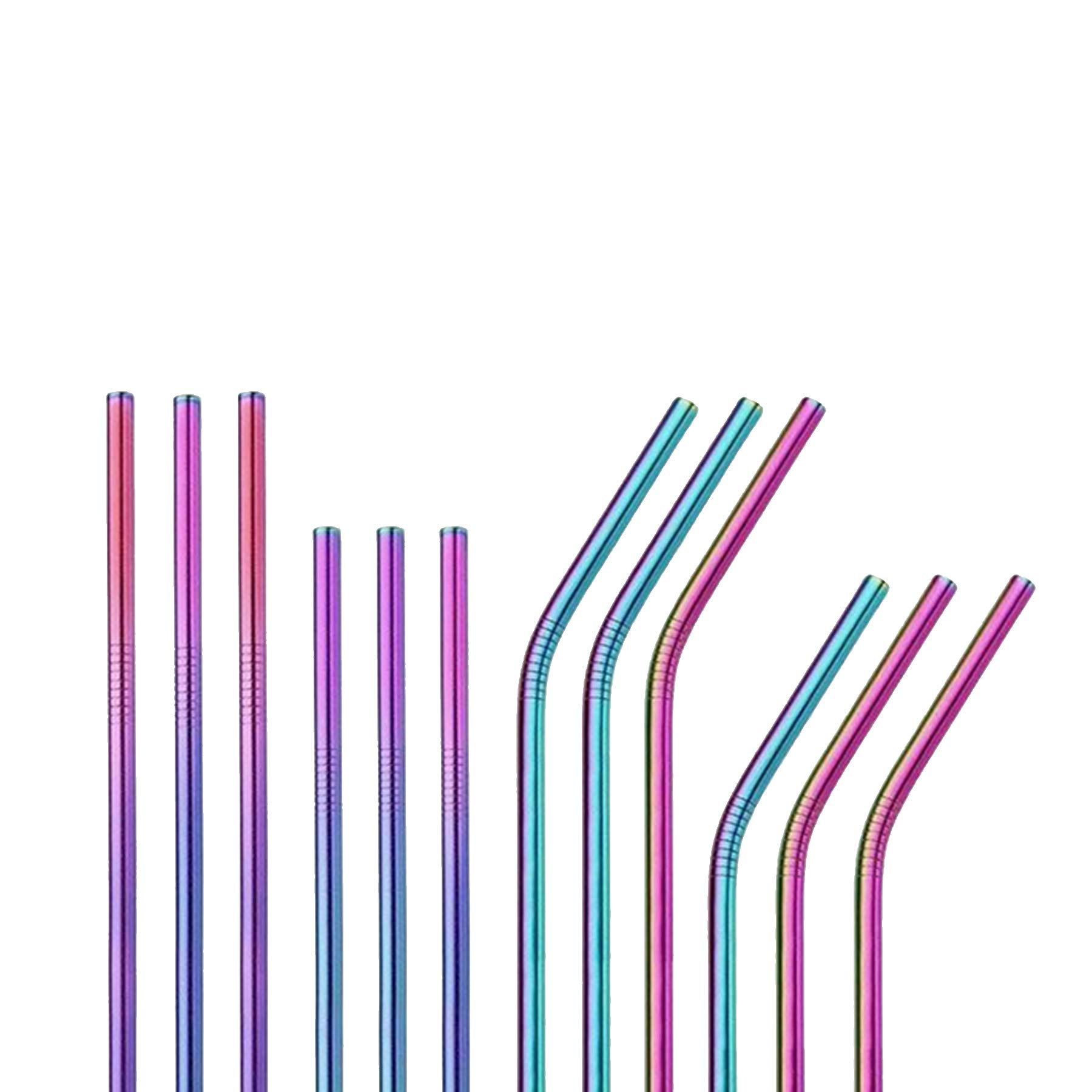 24 Pack Reusable Stainless Steel Metal Straws with Cleaning Brush - Rainbow Colored Drinking Straws for RTIC Tumblers, Smoothies, Iced Coffee & Cocktails | Eco-Friendly & Durable