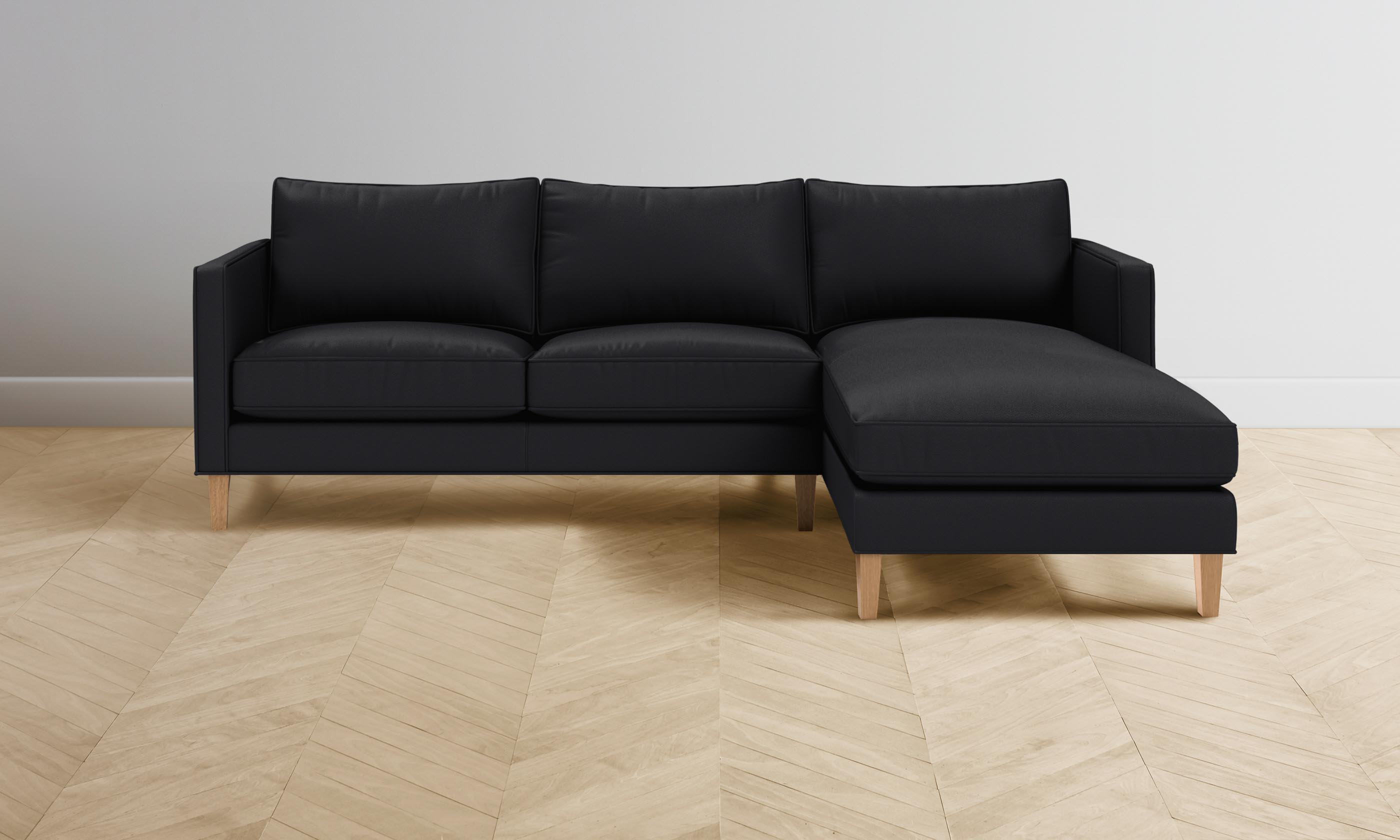 Premium Crosby Sectional Sofa with Pebbled Leather Upholstery in Ink Black - Perfect for Living Room, Lounge & Home Theater Comfort