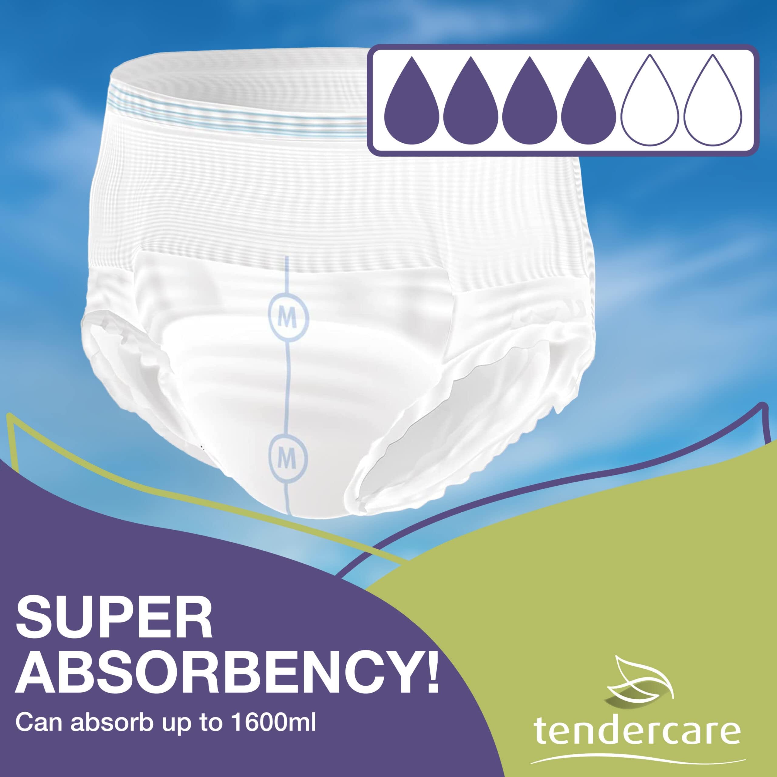 Tendercare Protect - Adult Incontinence Underwear for Men & Women - Medium Pull Up Disposable Pants (40 Count) - 1600ml High Absorbency - Odor Control & Leak Protection - Ideal for Overnight Use, Travel & Active Lifestyle