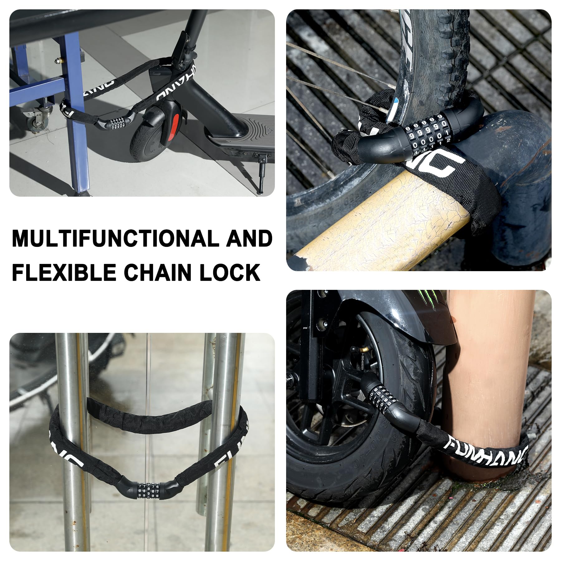 Heavy Duty 6mm Thick Bike Chain Lock - 3.2FT Keyless Anti-Theft Bicycle Lock with 5-Digit Resettable Combination for Bikes, E-Bikes, Electric Scooters & Motorcycles | Secure Your Bike, Door, Fence & Gate | Perfect for Urban Commuting & Outdoor Storage