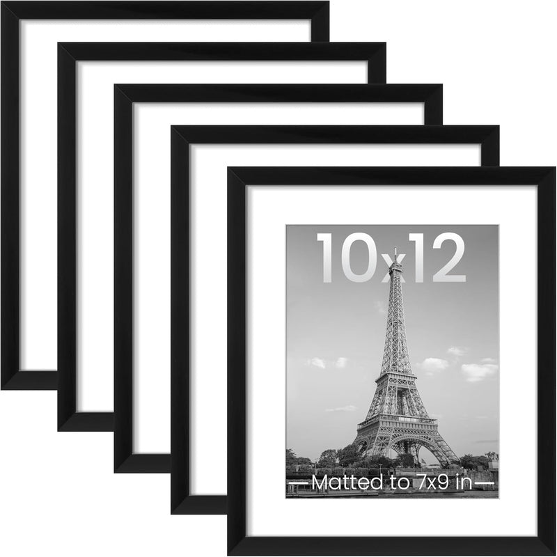 5 Piece Wall Gallery Picture Collage Frame Set - Black Wooden Photo Frames for Home Decor, Living Room, Bedroom & Office Display