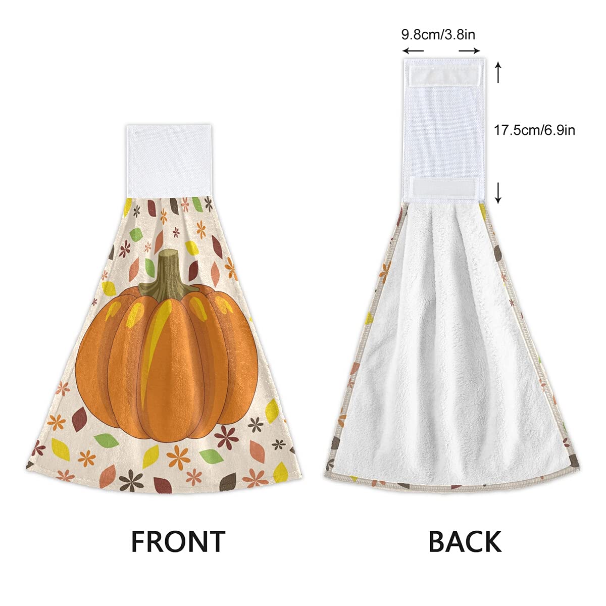 Premium Pumpkin Fall Kitchen Towels Set of 2 - Absorbent Autumn Maple Leaf Design Hand Towels for Drying Dishes - Perfect for Thanksgiving Decor, Farmhouse Kitchen & Laundry Room Essentials
