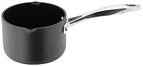 Premium 14cm Hard Anodized Nonstick Milk Pan - 1.6L Induction Compatible Saucepan with Teflon Coating, Oven Safe to 260°C - Perfect for Heating Milk, Making Hot Chocolate & Small Batch Cooking
